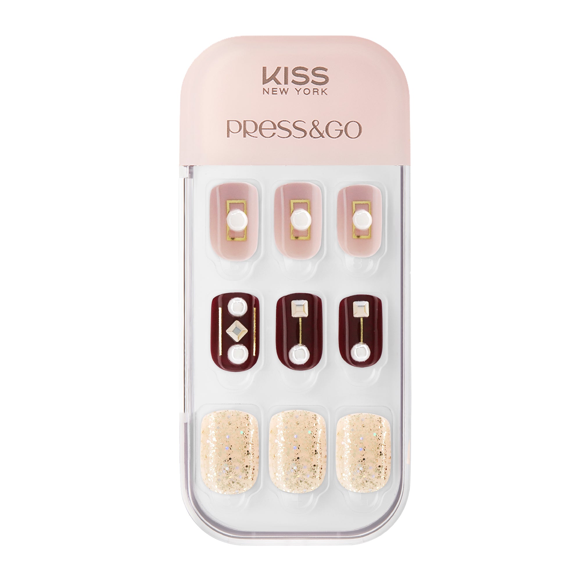 KPNA35KA_main"Kiss New York Press & Go Nails - Rhinestone & Pearl / #KPNA35KA product view."