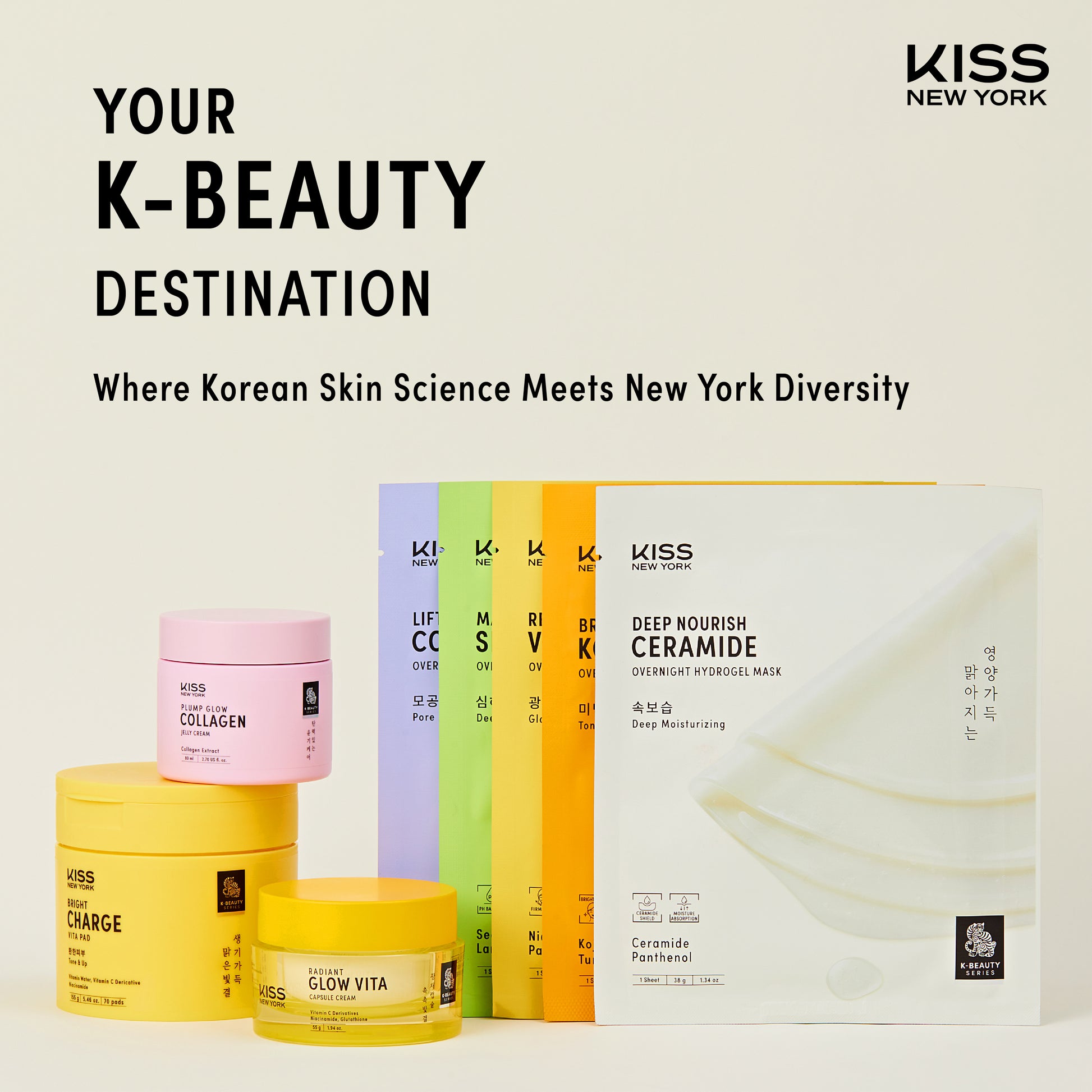 KISS NEW YORK Glass Glow PDRN Overnight Hydrogel Mask (4 Sheets) - Skin Barrier & Elasticity product view.