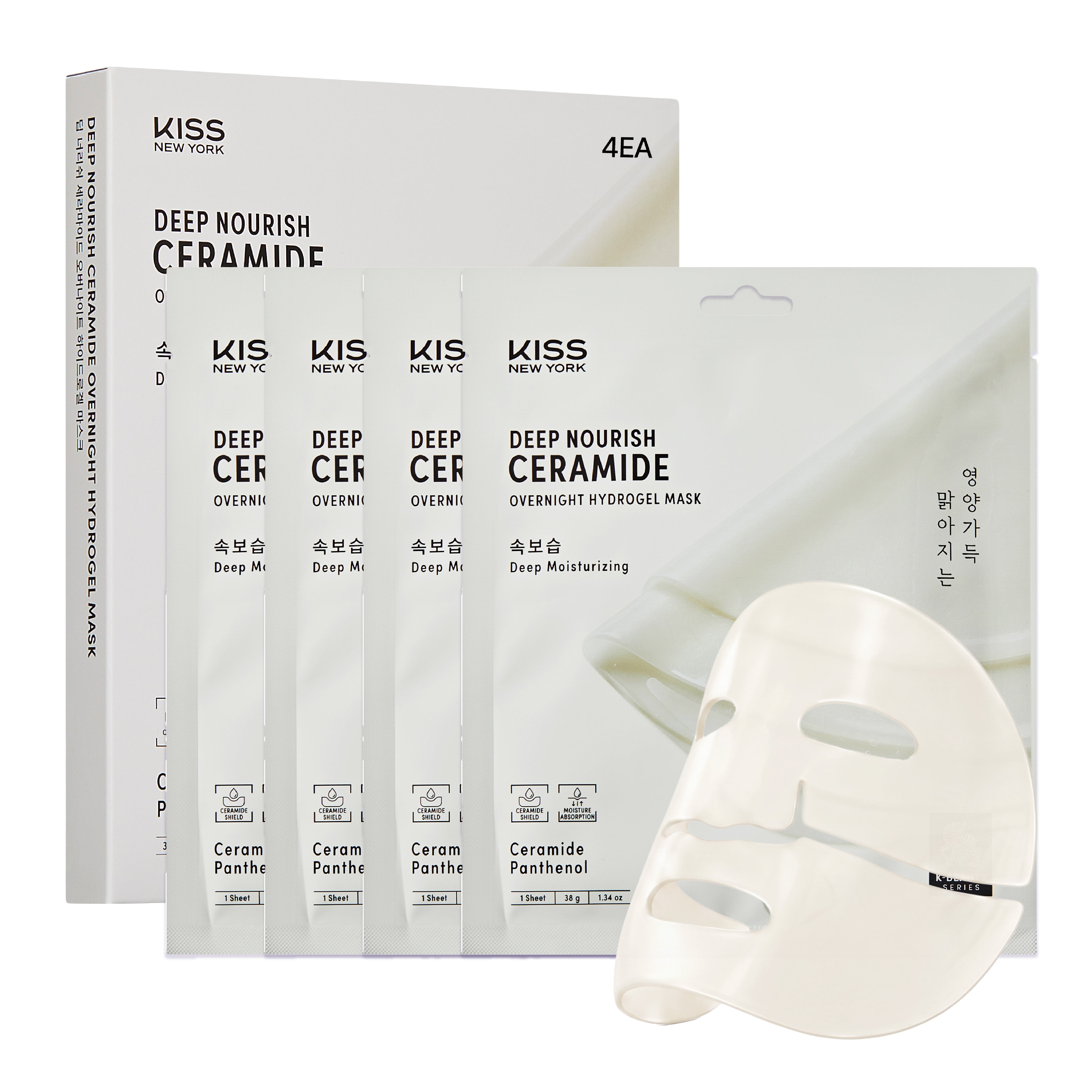 KISS NEW YORK Deep Nourish Ceramide Overnight Hydrogel Mask (4 Sheets) - Moisture & Barrier Support