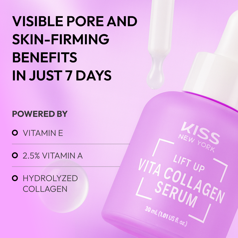 Kiss New York Vita Collagen Serum - Korean Anti-Aging Firming Ampoule with Vitamin A & Hydrolyzed Collagen product view.