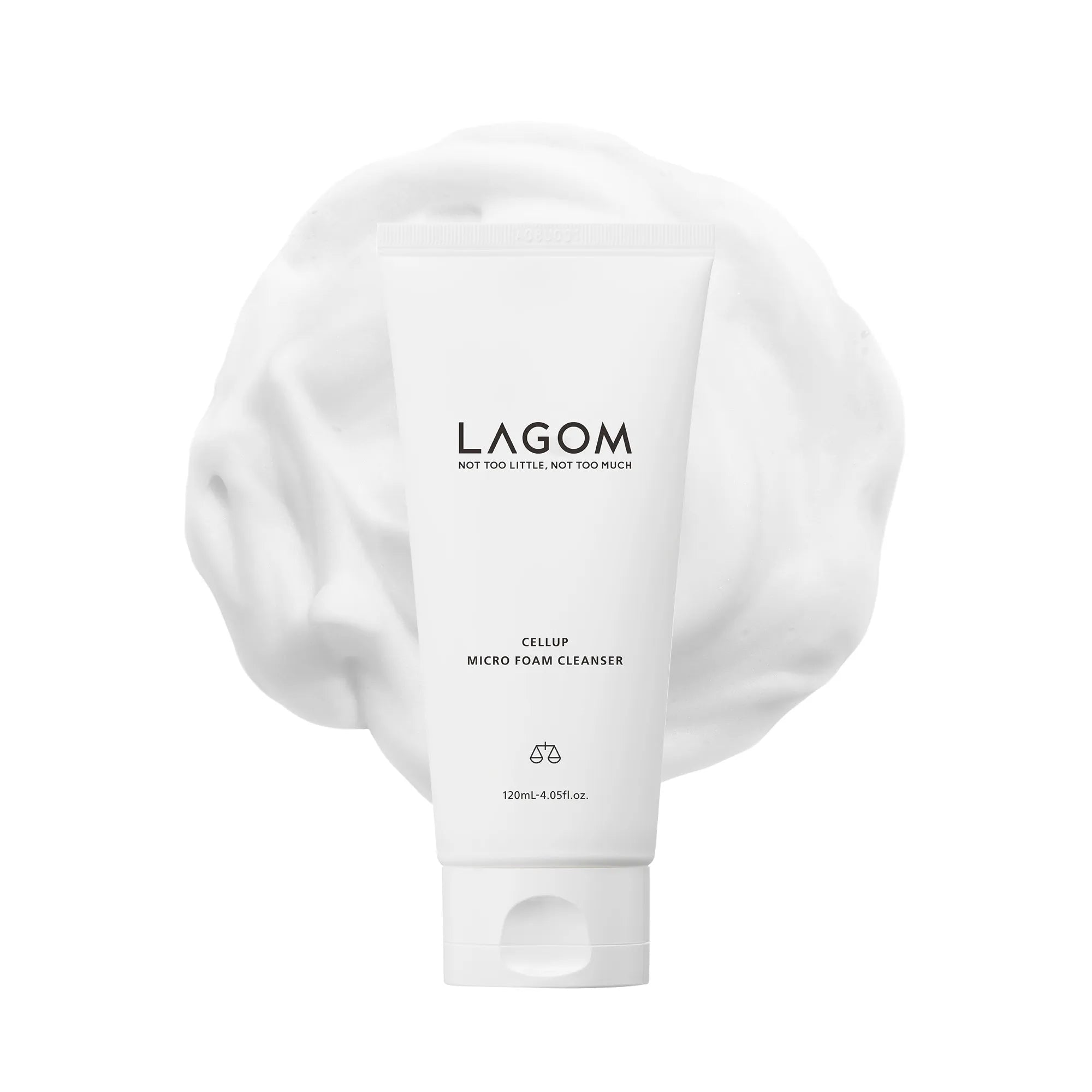 LAGOM Cellup Micro Foam Cleanser - Hydrating Deep Pore Cleansing with Micro Bubbles, Removes 99.39% of Fine Dust, Aqualicia Peptide Formula (120ml / 4.05 fl.oz), main product view.