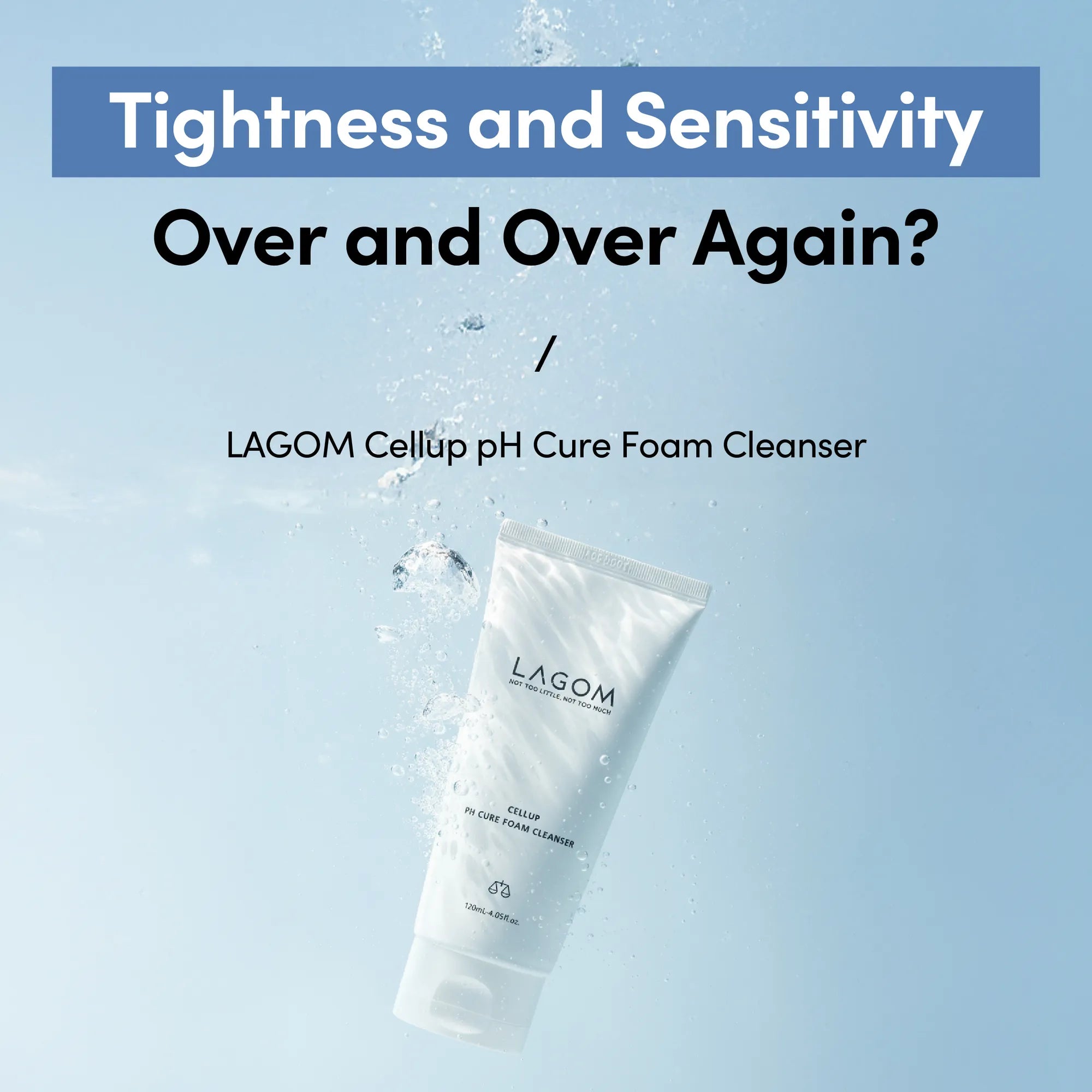LAGOM Cellup pH Cure Foam Cleanser - Low pH Face Wash for Sensitive & Acne-Prone Skin, Mineral Salt Soothing Formula, Zero Irritation (120ml / 4.05 fl.oz) product view.