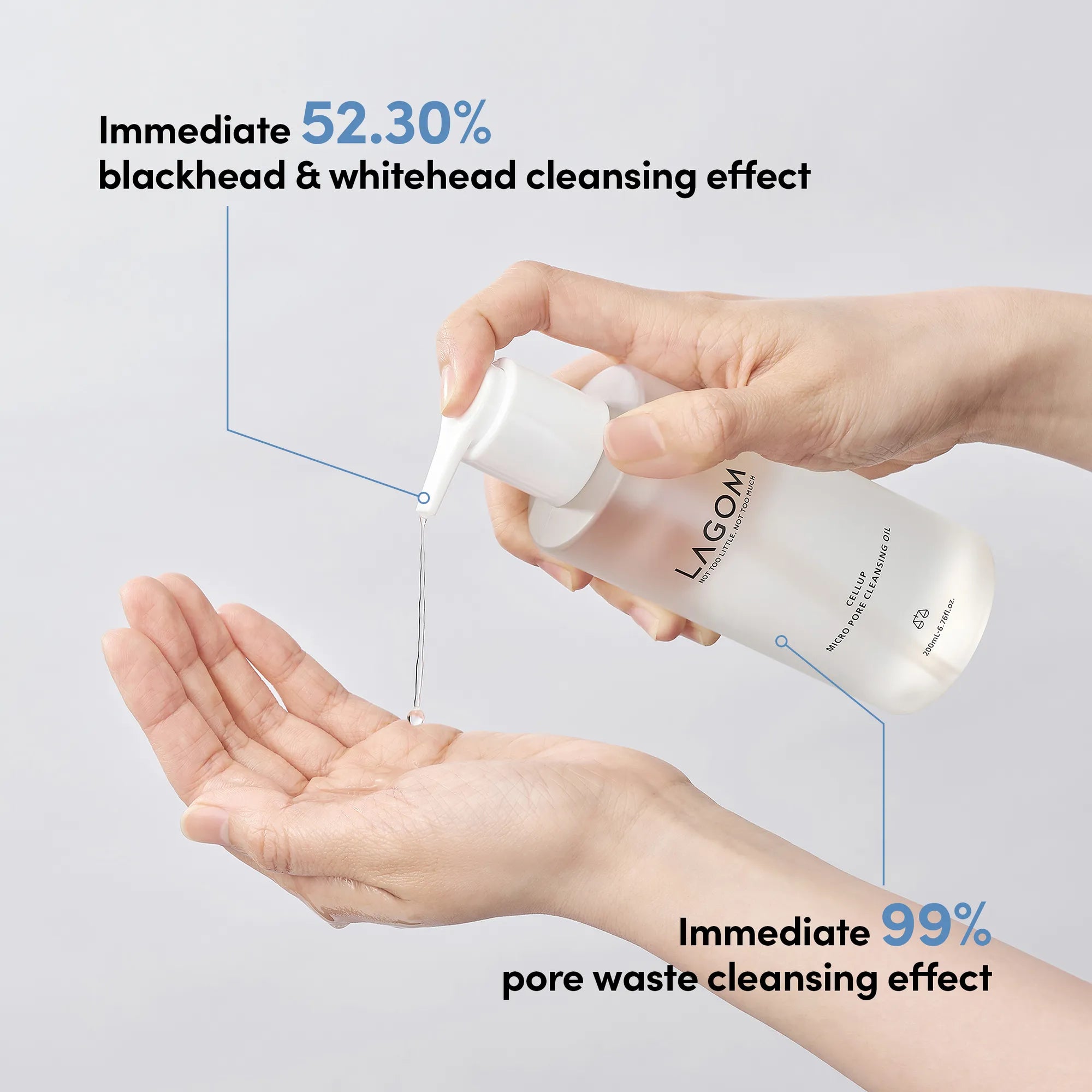 LAGOM Cellup Micro Pore Cleansing Oil - Hydrating Pore & Blackhead Care, Gentle Daily Makeup Remover with Natural Plant Oils (200ml / 6.76 fl.oz) product view.