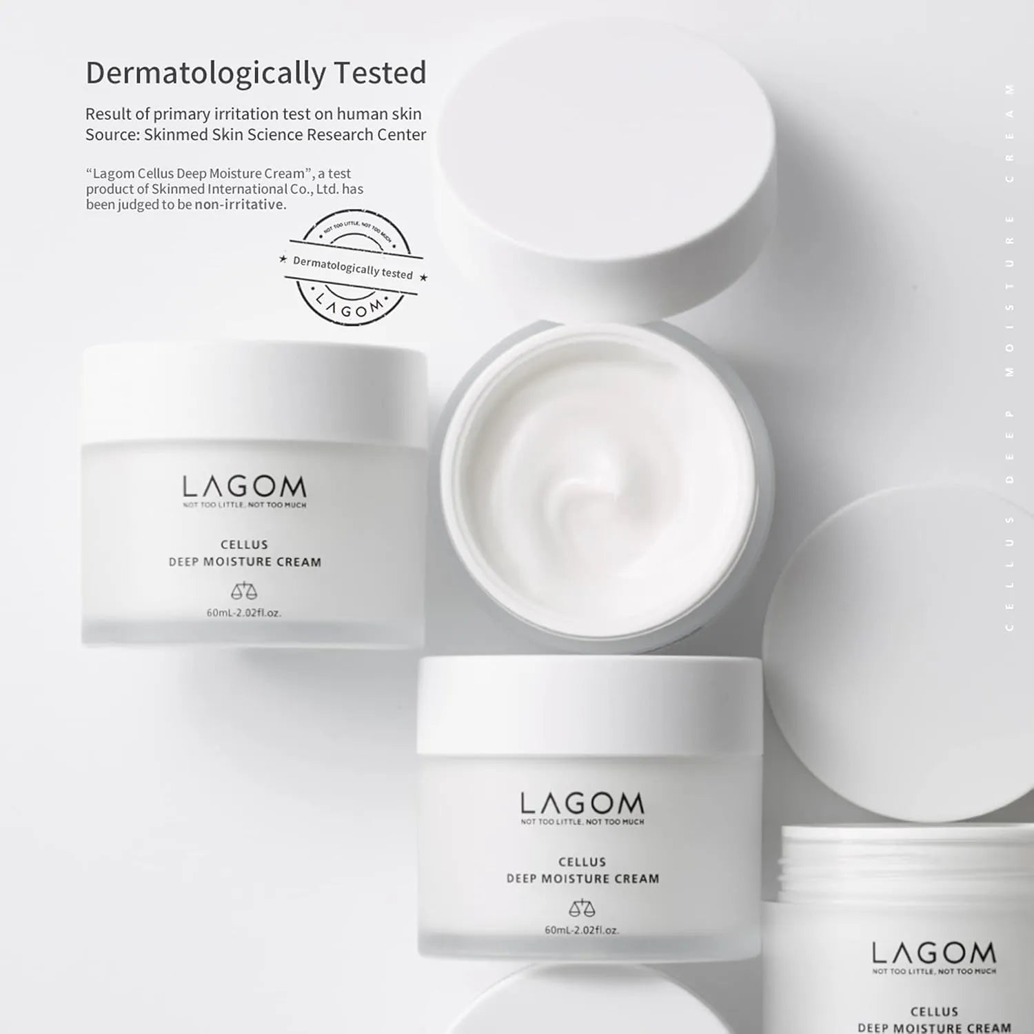 LAGOM Cellus Deep Moisture Cream - 24H Intensive Face Moisturizer for Dry Sensitive Skin, Aqualicia & Ceramide for Barrier Repair, Non-Irritating Hydrating Cream (60ml / 2.02 fl.oz) product view.
