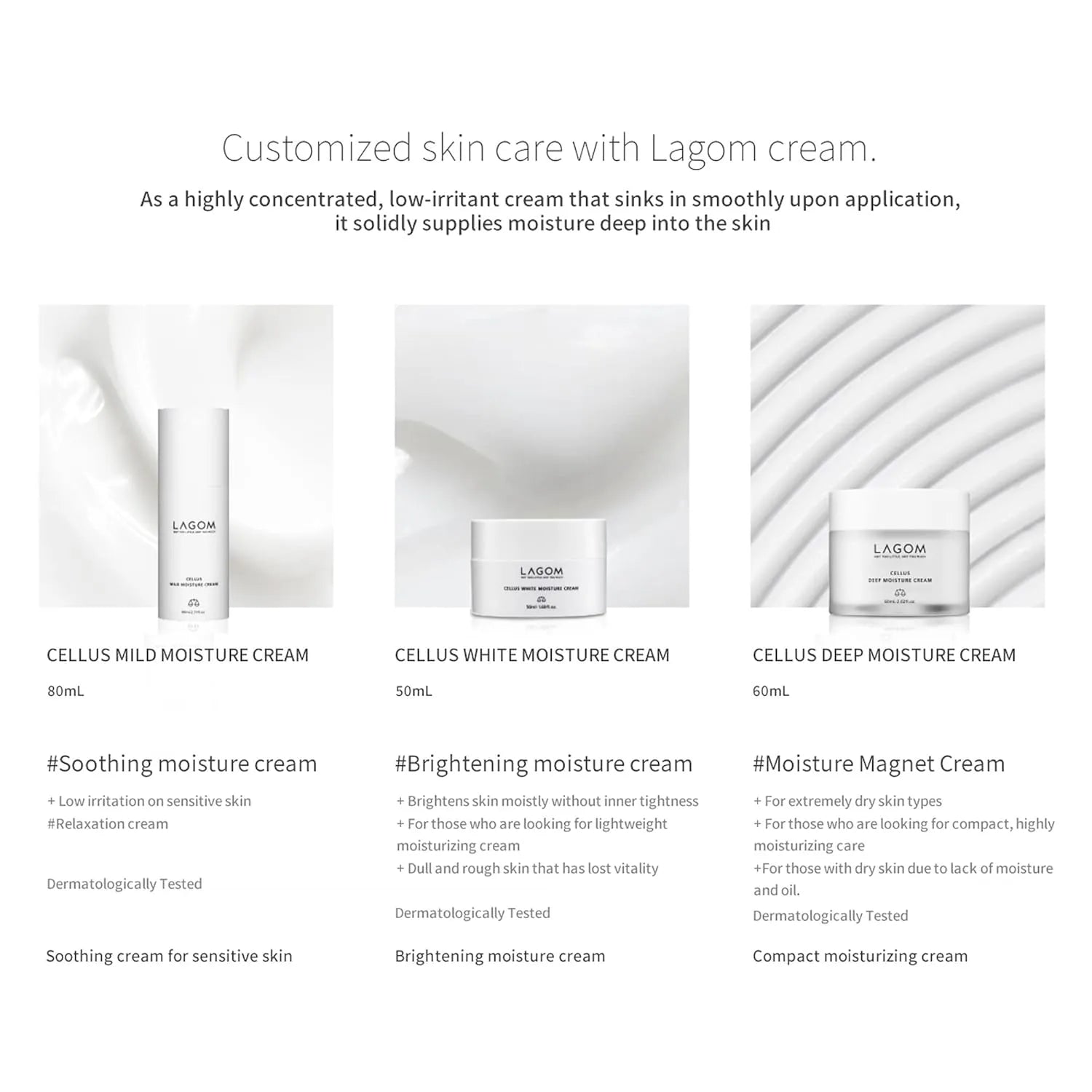 LAGOM Cellus Deep Moisture Cream - 24H Intensive Face Moisturizer for Dry Sensitive Skin, Aqualicia & Ceramide for Barrier Repair, Non-Irritating Hydrating Cream (60ml / 2.02 fl.oz) product view.