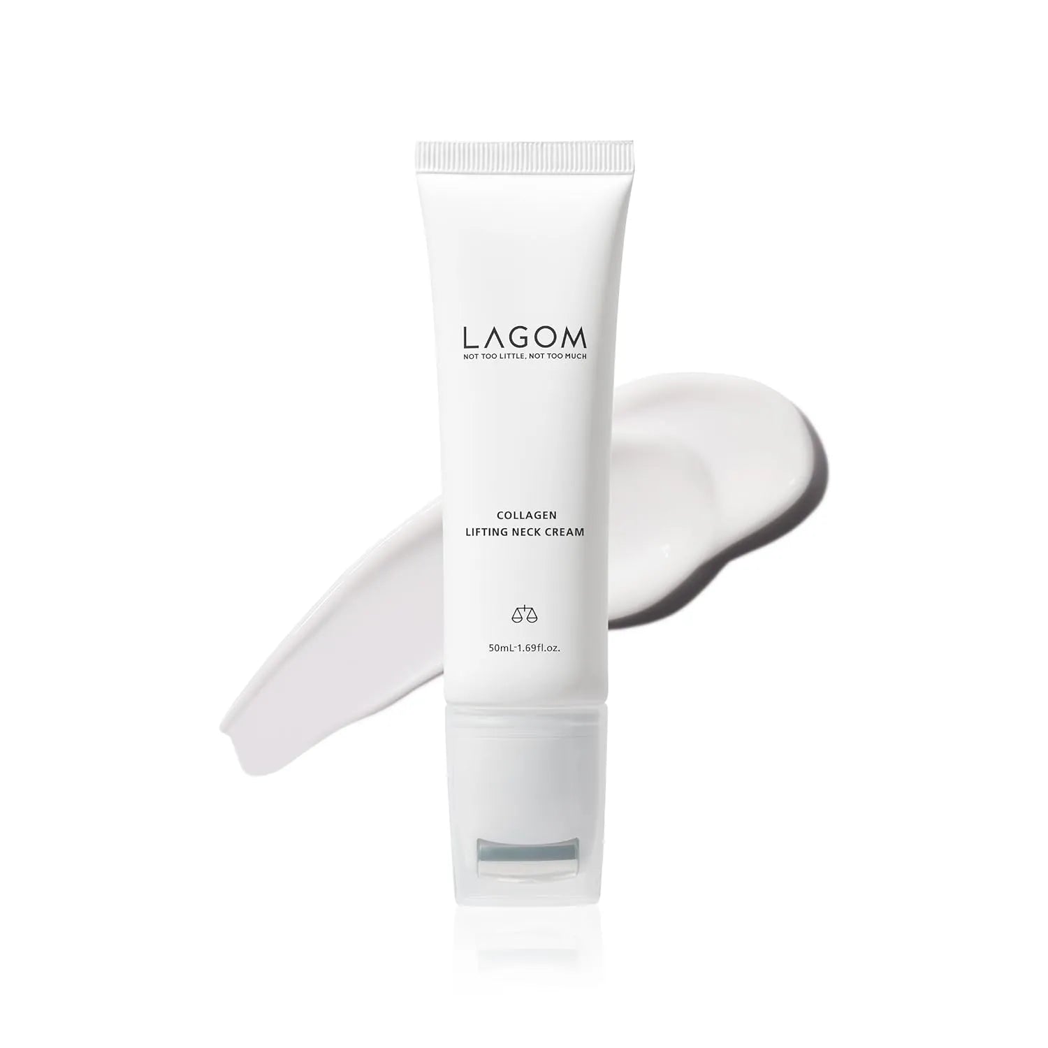 LAGOM Collagen Lifting Neck Cream - Anti-Aging Formula with Built-in Stainless Steel Roller, Collagen & Peptide for Firming & Wrinkle Care (50ml / 1.69 fl.oz), main product view.