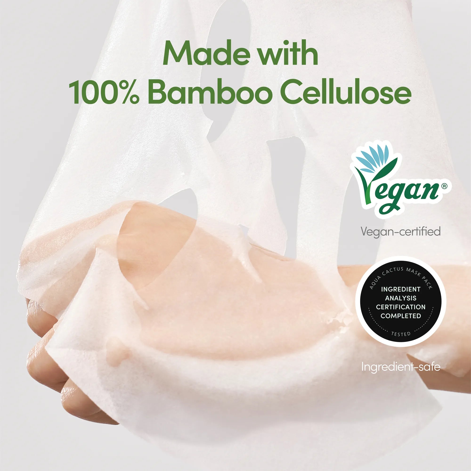 LAGOM Aqua Cactus Mask Pack (5 Sheets) - 100% Bamboo Cellulose Sheet with Compressed Cactus Water & Hyaluronic Acid, Instant -3.6℃ Cooling & 25-Layer Deep Hydration