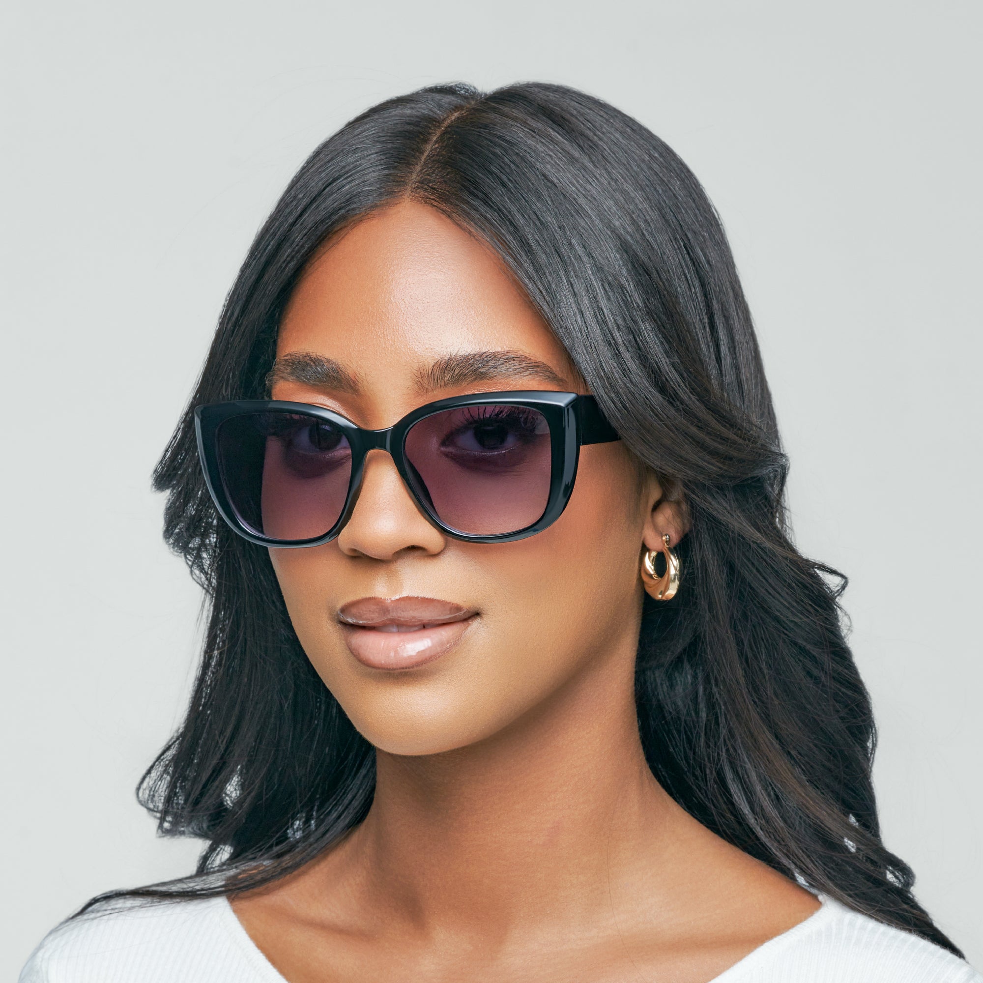 Mad Shade Black Cat Eye Sunglasses - UV400 Gradient Lens Oversized Square Frames