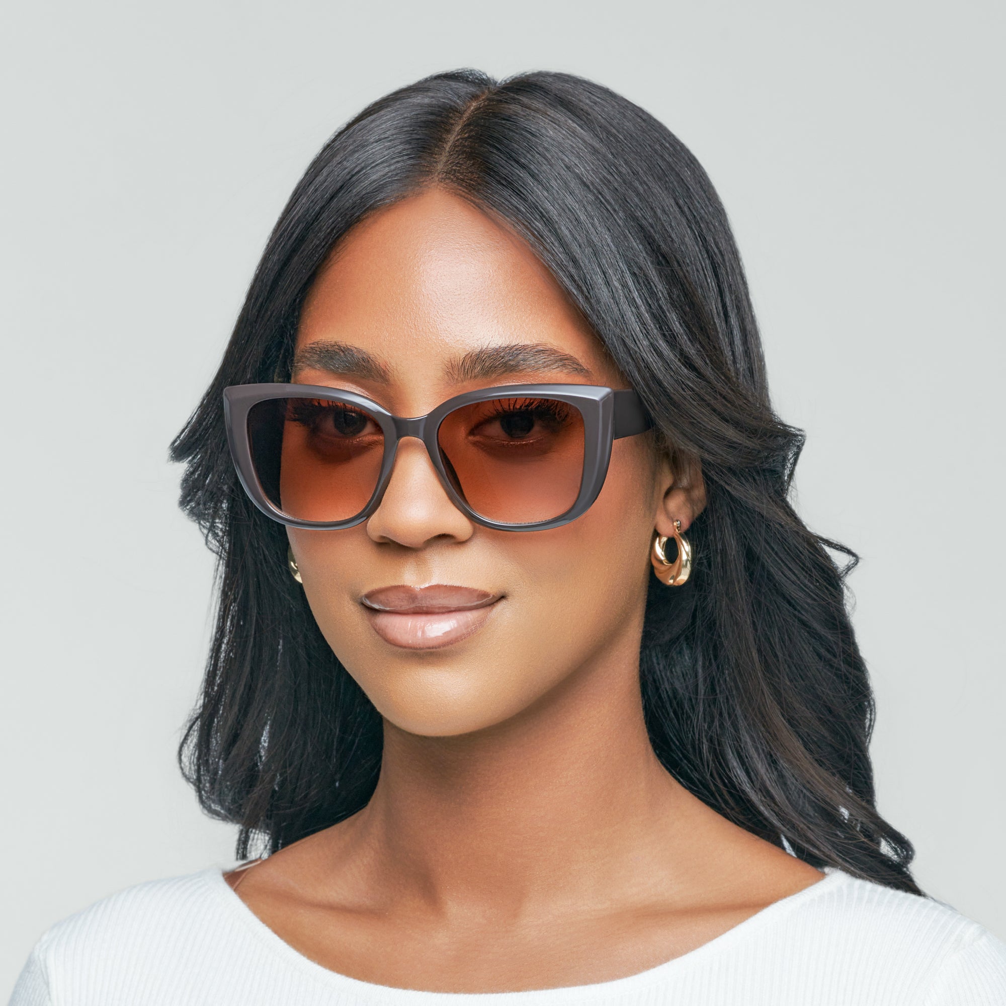 Mad Shade Brown Cat Eye Sunglasses - UV400 Gradient Lens Oversized Frames