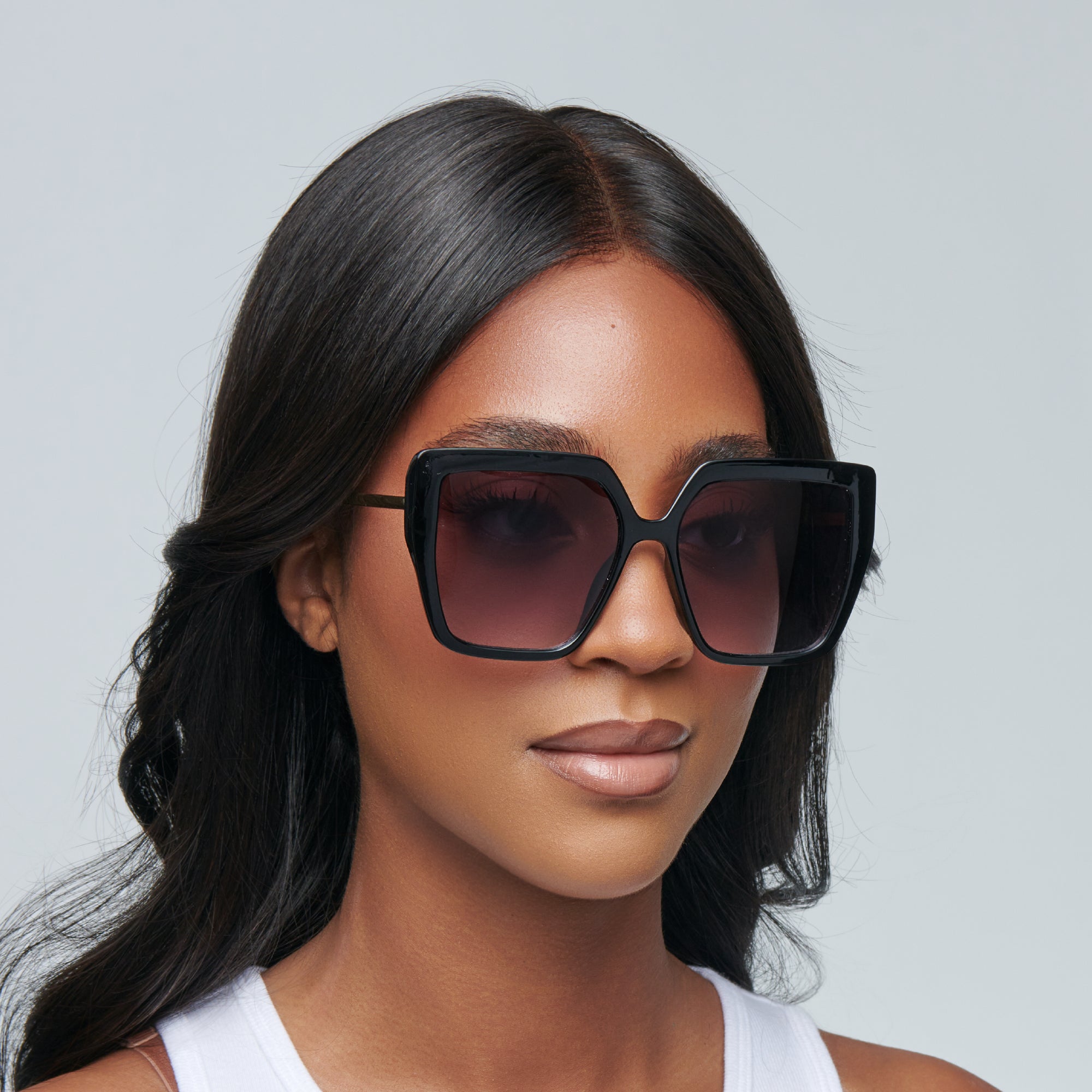 Mad Shade Black Butterfly Oversized Sunglasses with Gold Temples - UV400 Gradient Lens