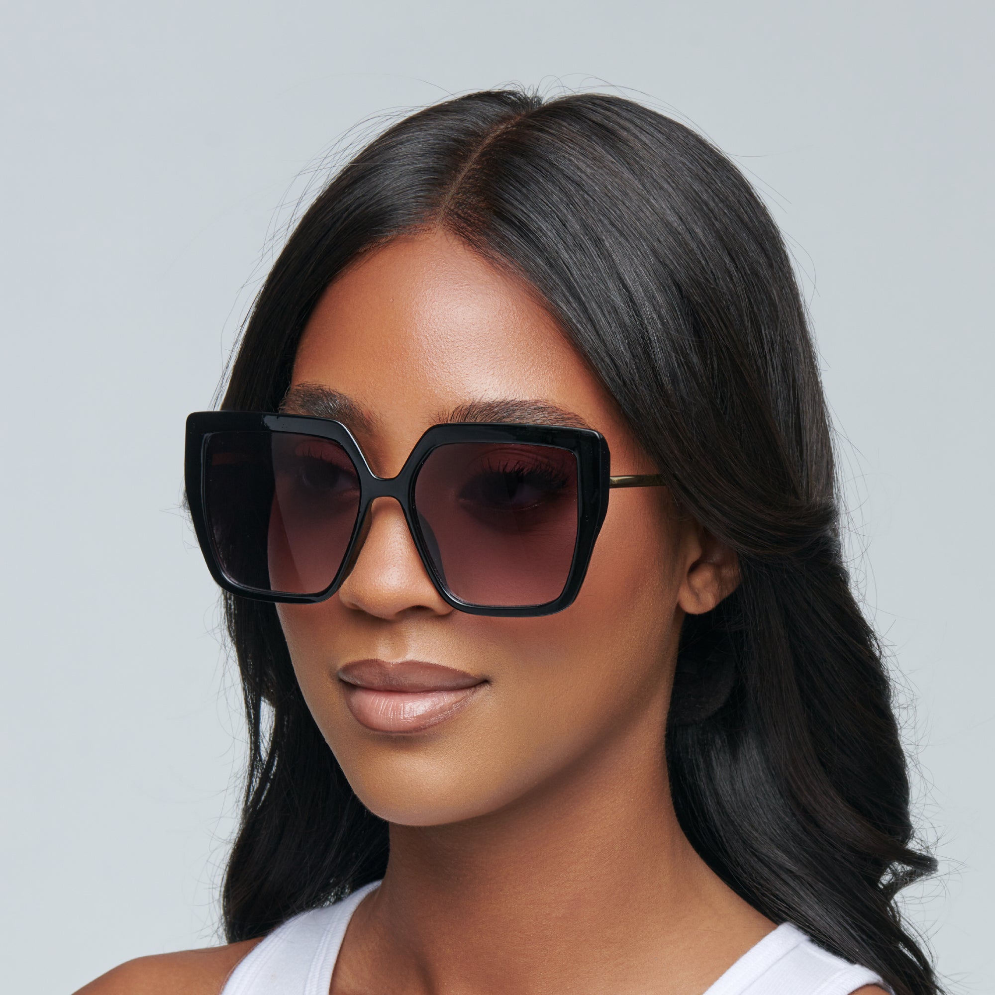 Mad Shade - Black Butterfly Oversized Sunglasses with Gold Temples