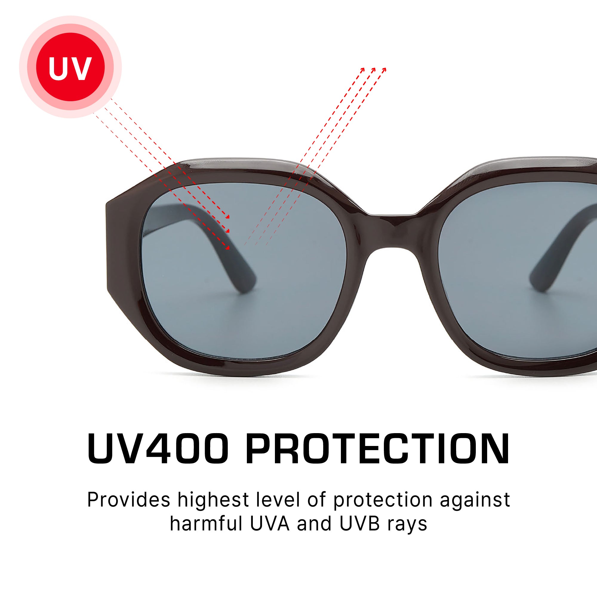 Mad Shade Brown Round Square Sunglasses - UV400 Gray Lens Retro Frames