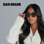 Mad Shade Brown Round Square Sunglasses - UV400 Gray Lens Retro Frames
