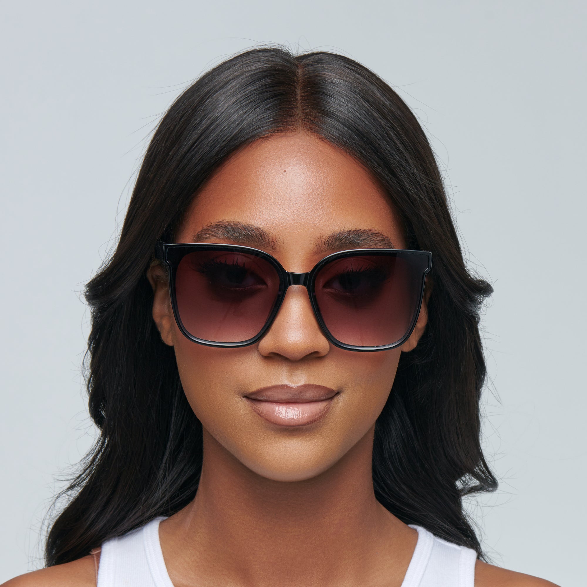 Mad Shade Retro Oversized Sunglasses - Classic Black Rectangle Frame with Gradient Lenses