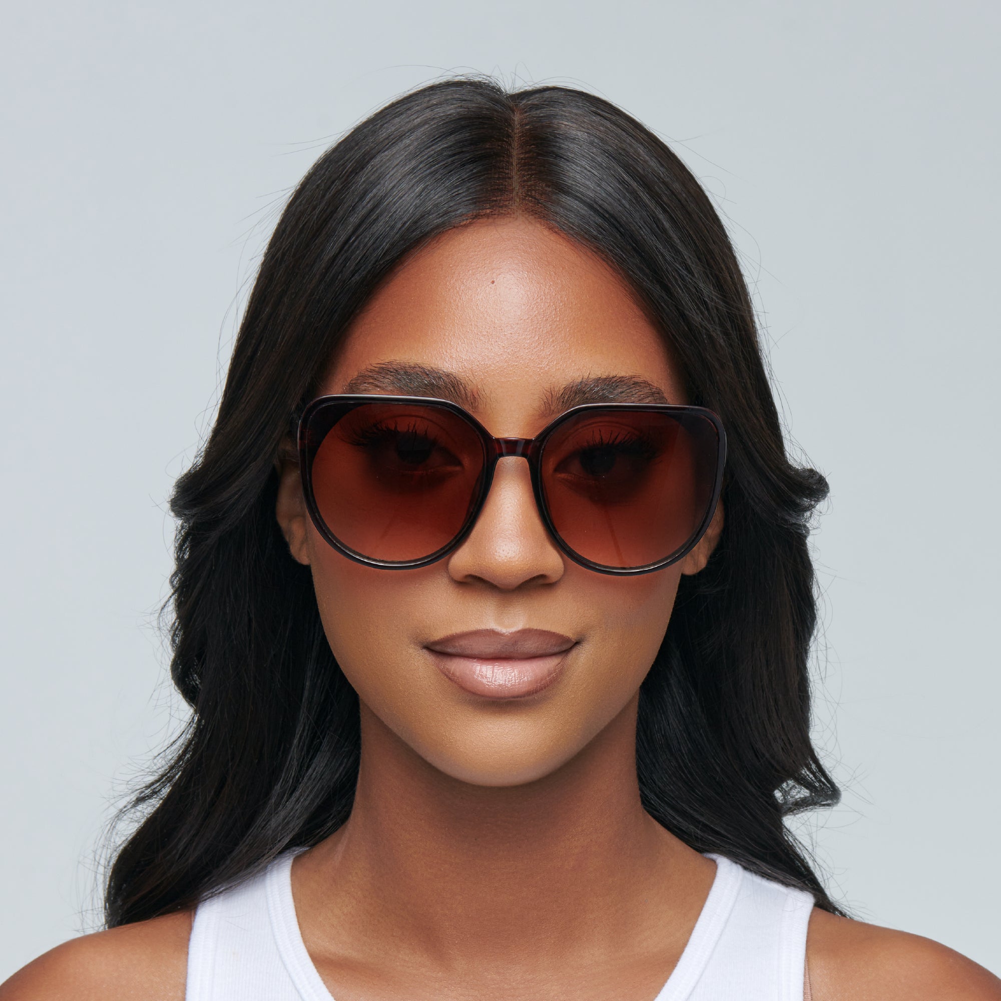 Mad Shade Elegant UV400 Sun Shades - Large Brown Geometric Frame with Metal Temples