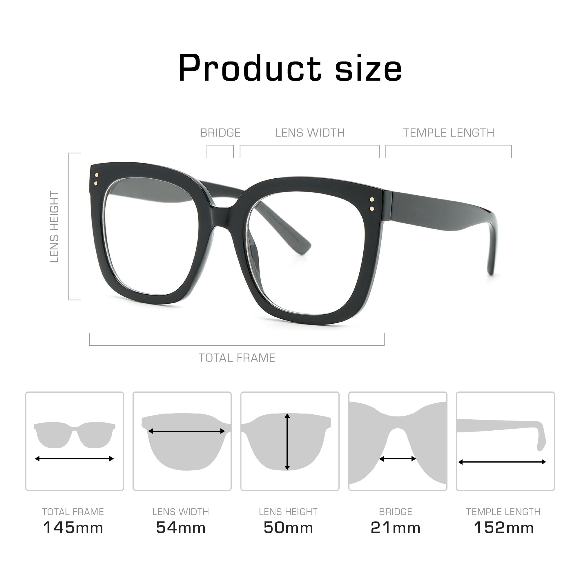 Mad Shade Retro Oversized Thick Square Glasses - Clear Lens Non-Prescription Frames