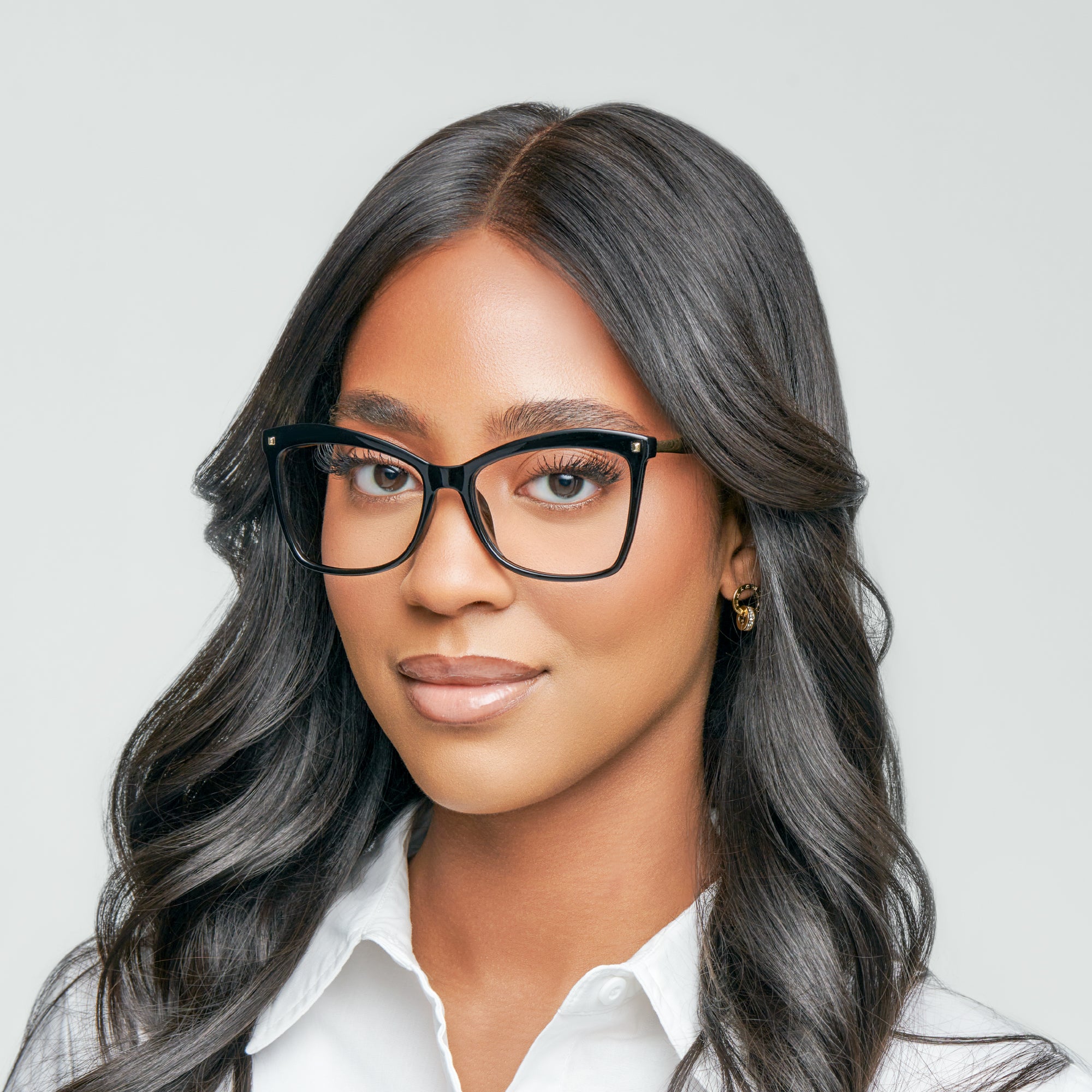 MadShade Black Cat Eye Fake Glasses with Gold Accents - Retro Clear Lens Eyewear