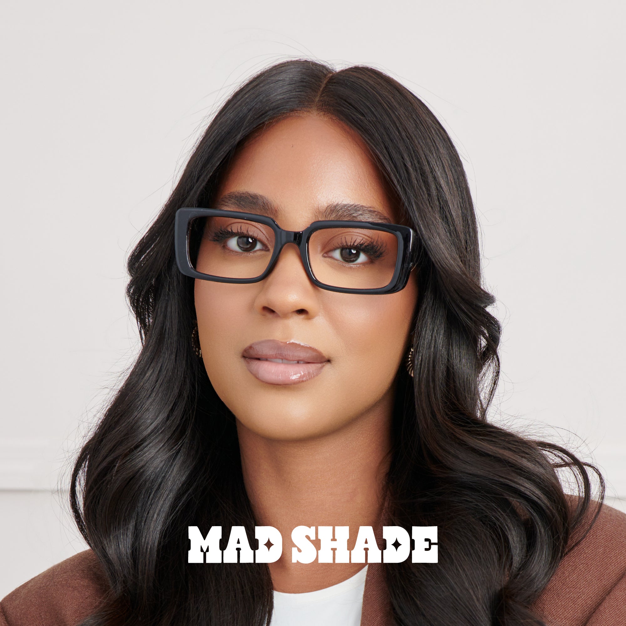 Mad Shade Thick Black Rectangle Fake Glasses - 90s Retro Clear Lens Eyewear