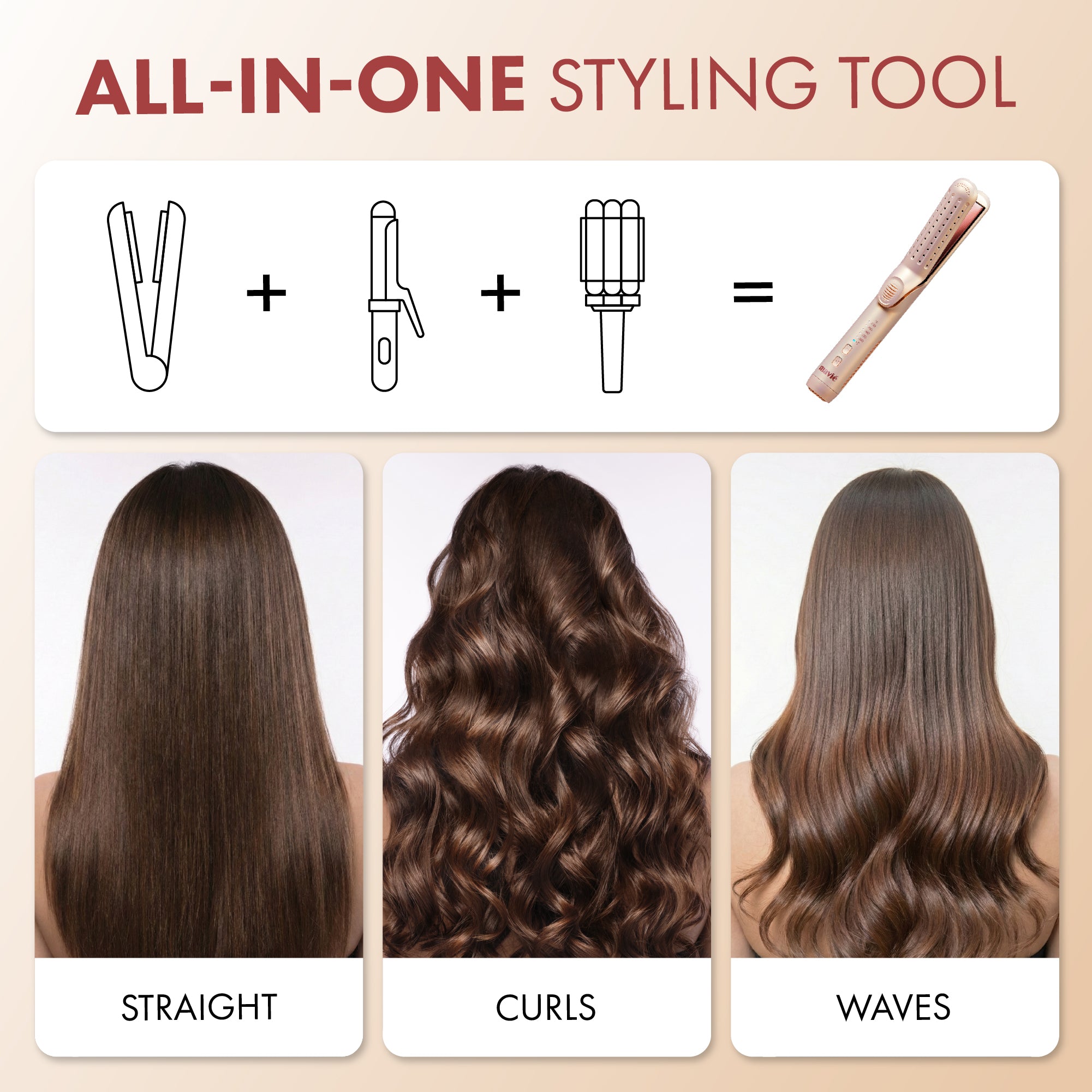 Mavié 360 Airflow Hair Styler - 3-In-1 Straightener And Curler With Cooling Airflow, 5 Adjustable Temperatures, Worldwide Voltage, Minimizes Heat Damage