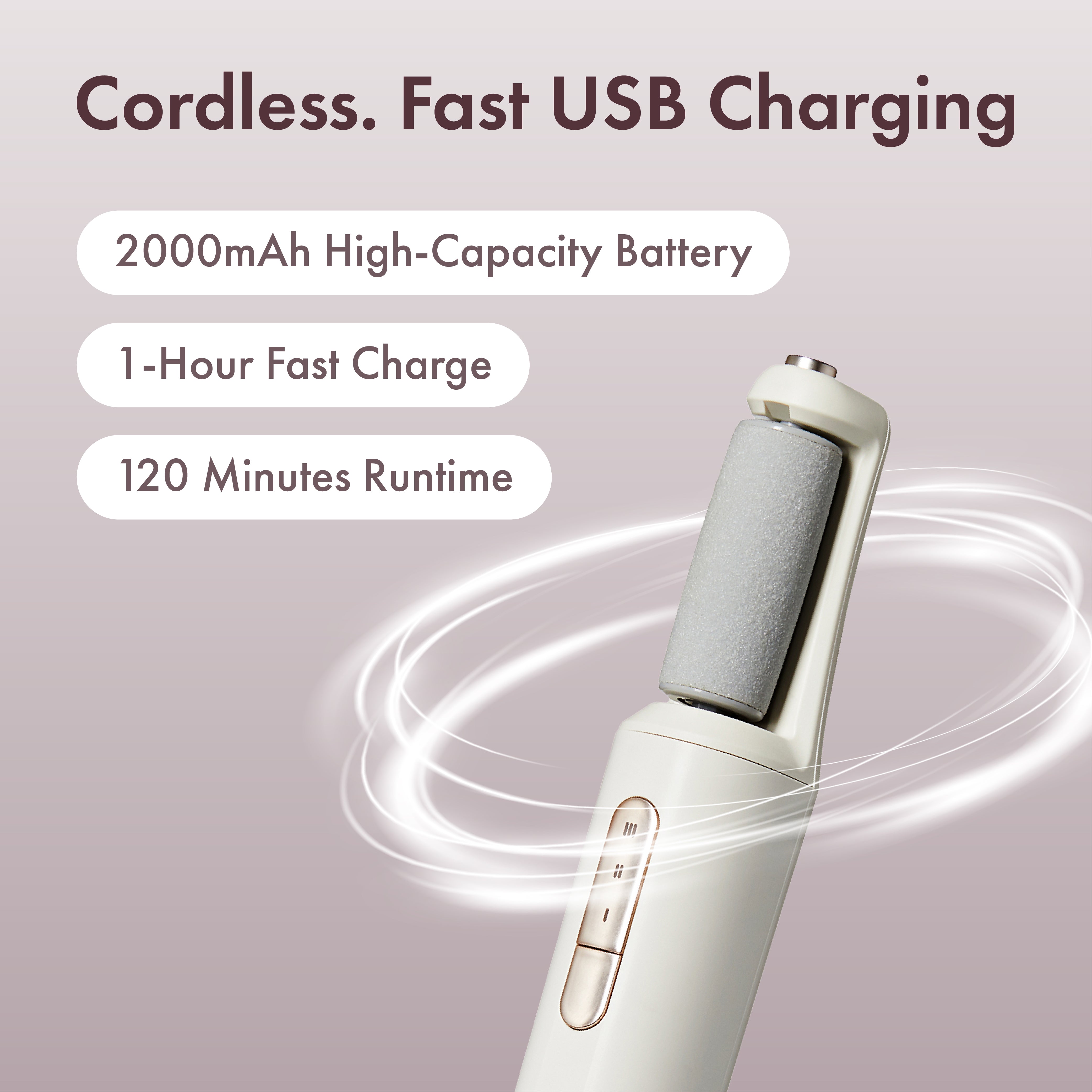 MAVIE Electric Foot File & Callus Remover – Cordless Professional Pedicure Tool with 3 Speeds & Dual Rollers (IPX7 Waterproof)