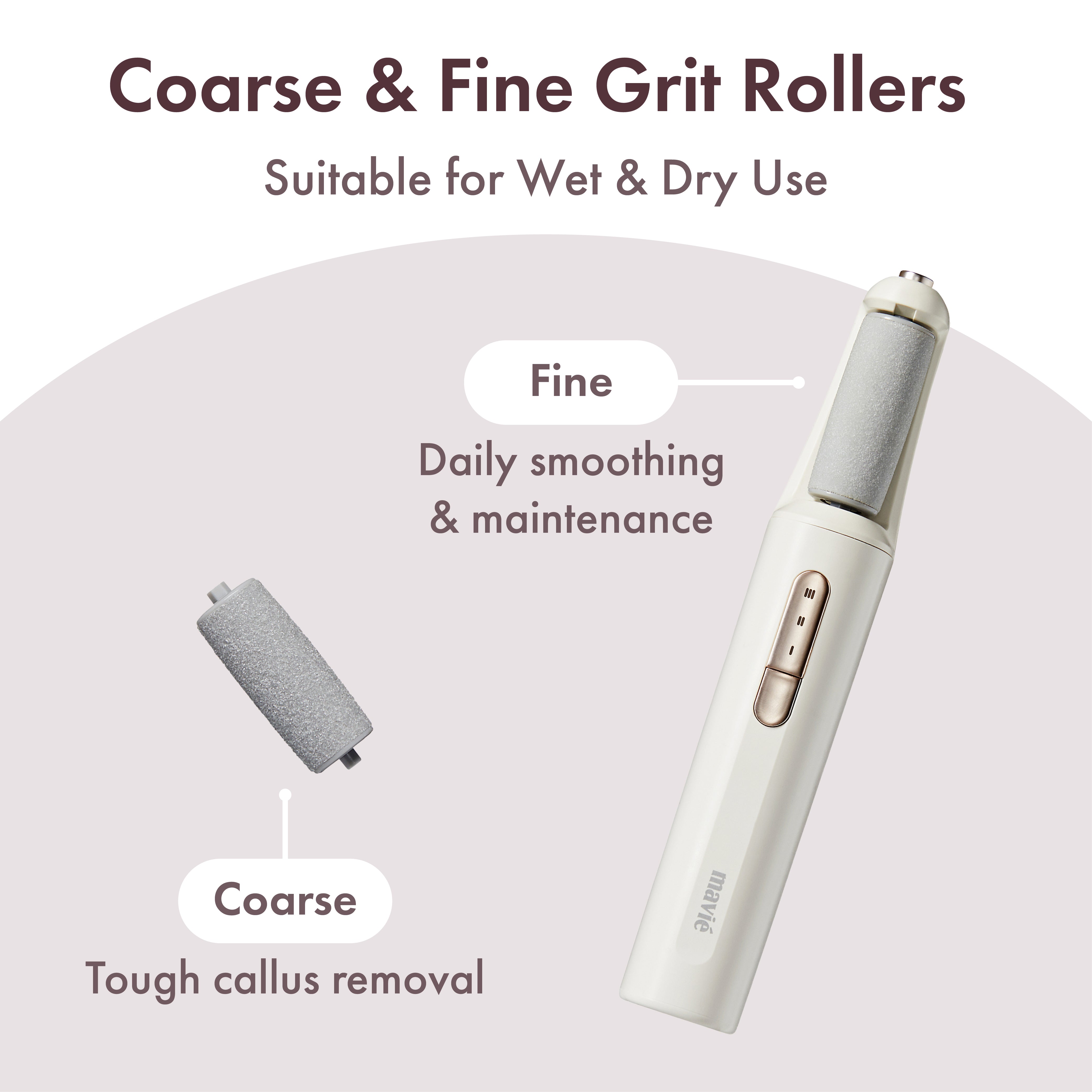 MAVIE Electric Foot File & Callus Remover – Cordless Professional Pedicure Tool with 3 Speeds & Dual Rollers (IPX7 Waterproof)