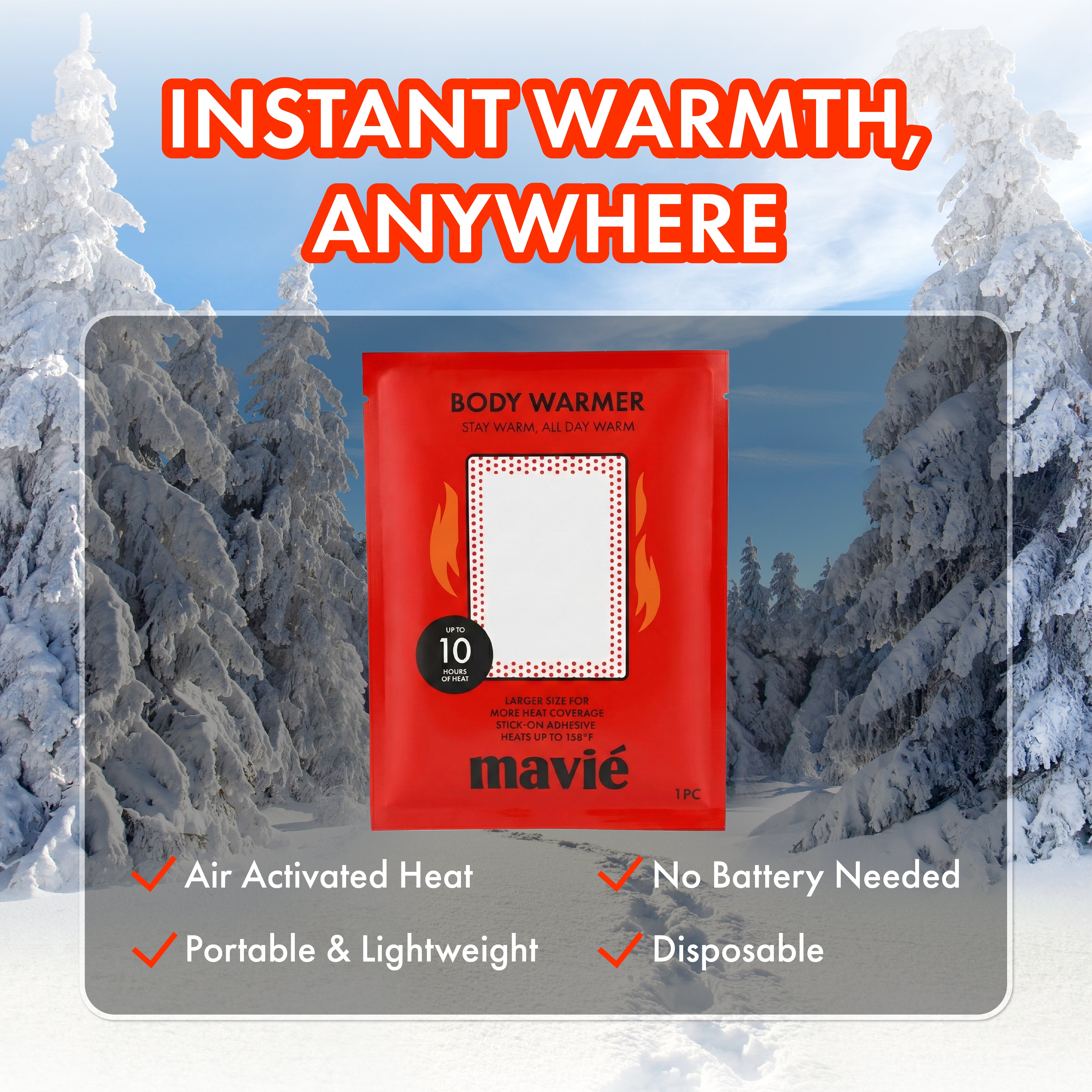 Air-Activated Adhesive Body Warmers Instant Heat Packs for Outdoor Activities