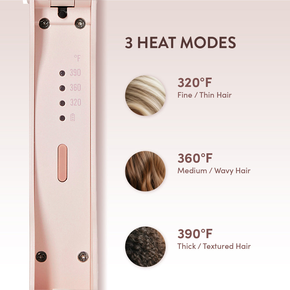 Mavié Compact Hair Straightening Brush - Foldable, Cordless & Rechargeable Hot Comb for Travel, 30s Fast Heat-Up, 3 Heat Modes, Auto Shut-Off