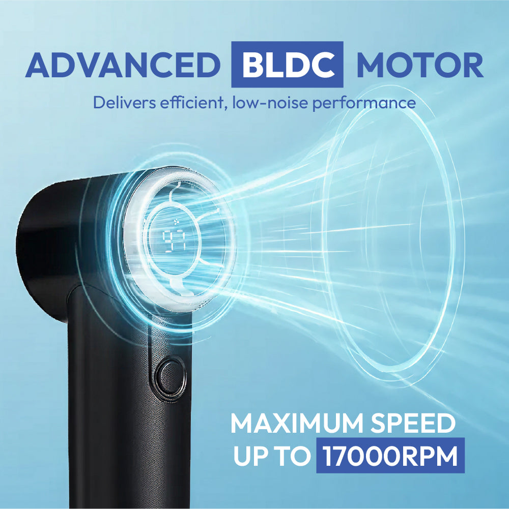 displayall_002 "MAVIÉ Ultra Mini Portable Fan, Powerful Pocket-Sized Handheld Fan, Rechargeable Personal Fan with 5 Speeds, LED Display, Long Battery Life for Travel & Makeup product view."
