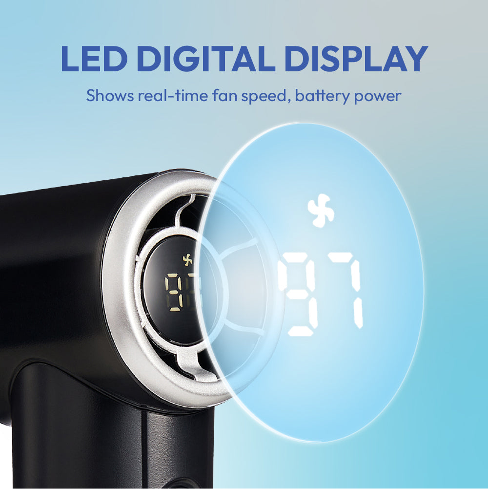 displayall_004 "MAVIÉ Ultra Mini Portable Fan, Powerful Pocket-Sized Handheld Fan, Rechargeable Personal Fan with 5 Speeds, LED Display, Long Battery Life for Travel & Makeup product view."