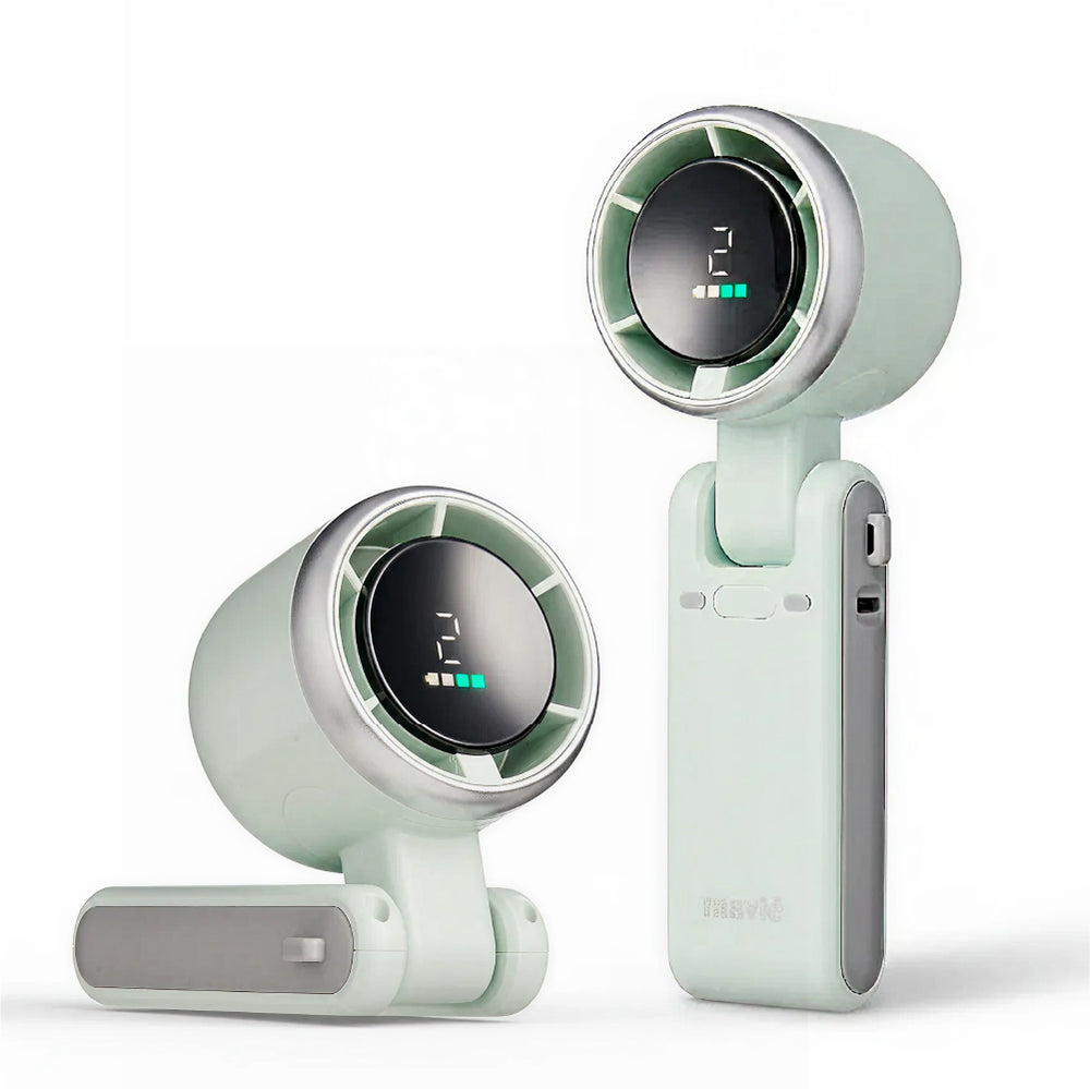 Ultra Mini Portable Fan, Powerful Pocket-Sized Handheld Fan, Rechargeable Personal Fan with 5 Speeds, LED Display, Long Battery Life for Travel & Makeup__Mint