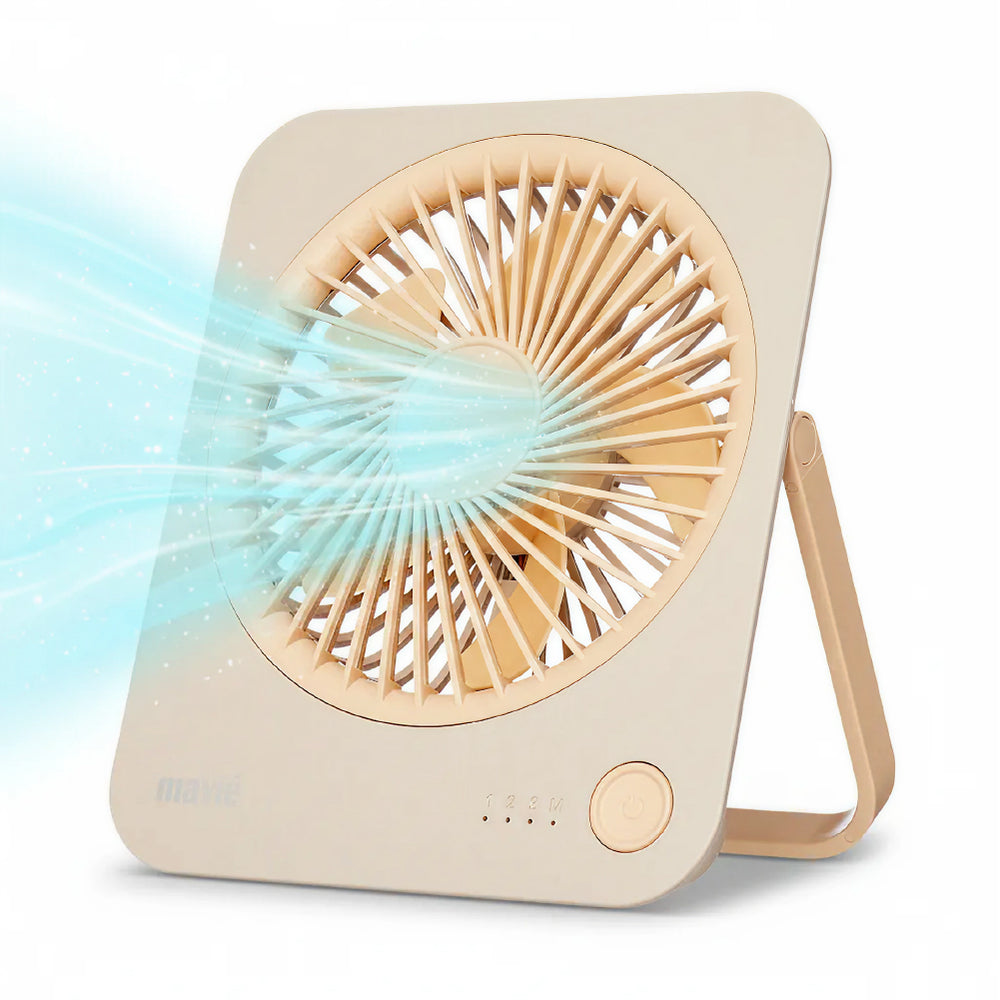 Small Desk Fan, Rechargeable Quiet Mini Personal Fan, 180° Foldable & Cordless Design, Ultra Thin & Portable, 4 Speeds, Long Battery Life, Travel Essential for Office, Home, Bedroom__Khaki
