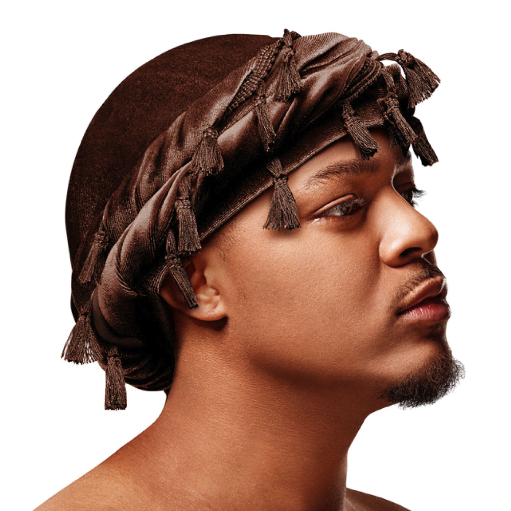 BOW WOW X Satin Lined Halo Tessel Turban Soft__Brown