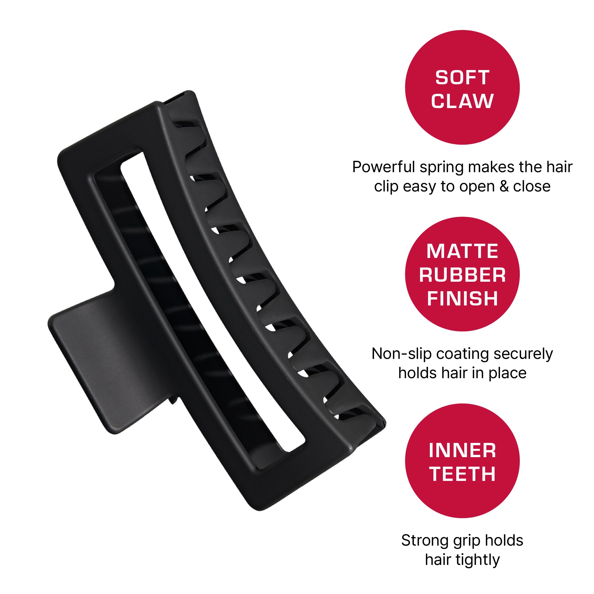 hmc53_extra_002 "Red by Kiss Super Jumbo Matte Hair Claw Clip - Snag-Free Grip for Thick & Long Hair product view."
