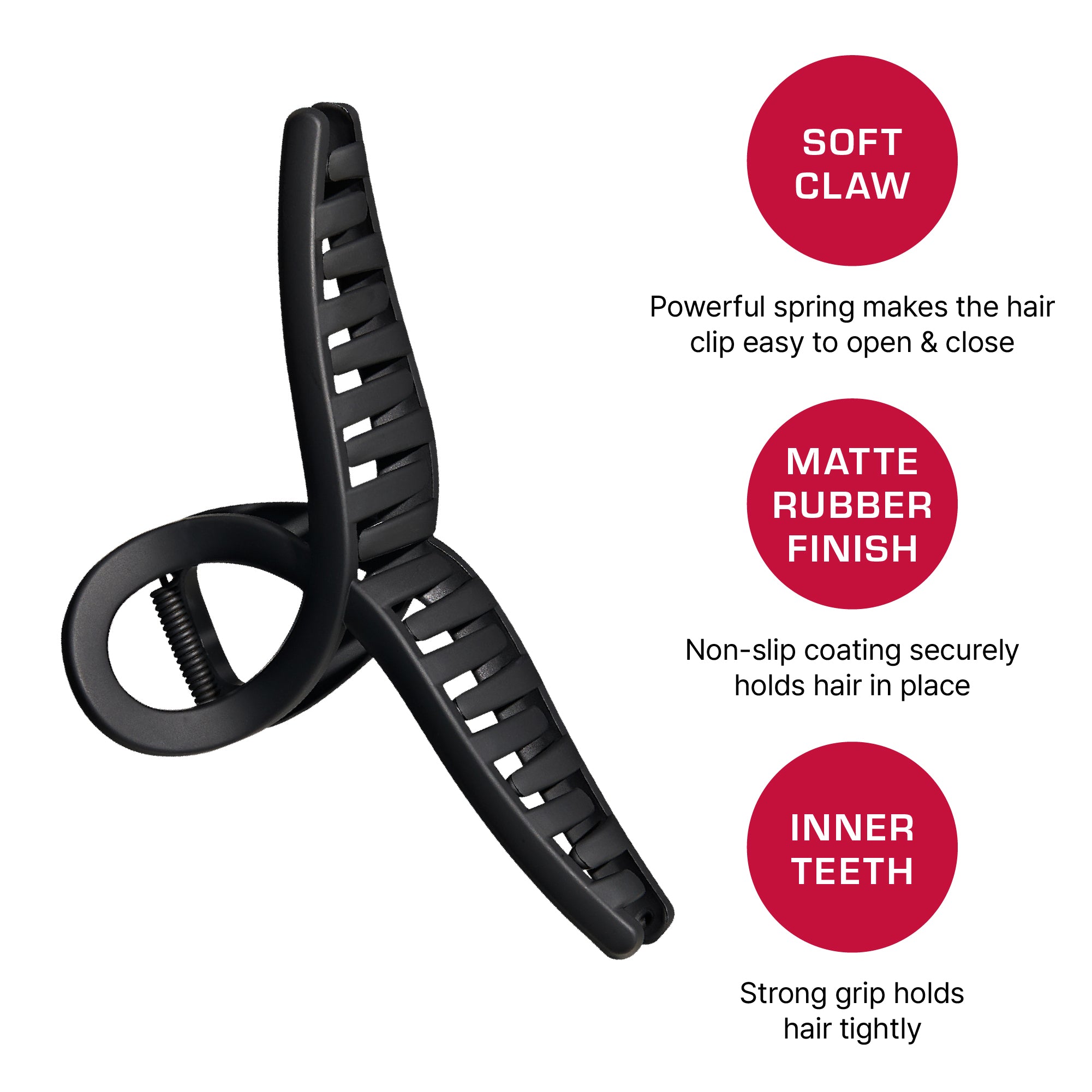 hmc55_extra_002 "Red by Kiss Super Jumbo Matte Hair Claw Clip - Snag-Free Grip for Thick & Long Hair product view."