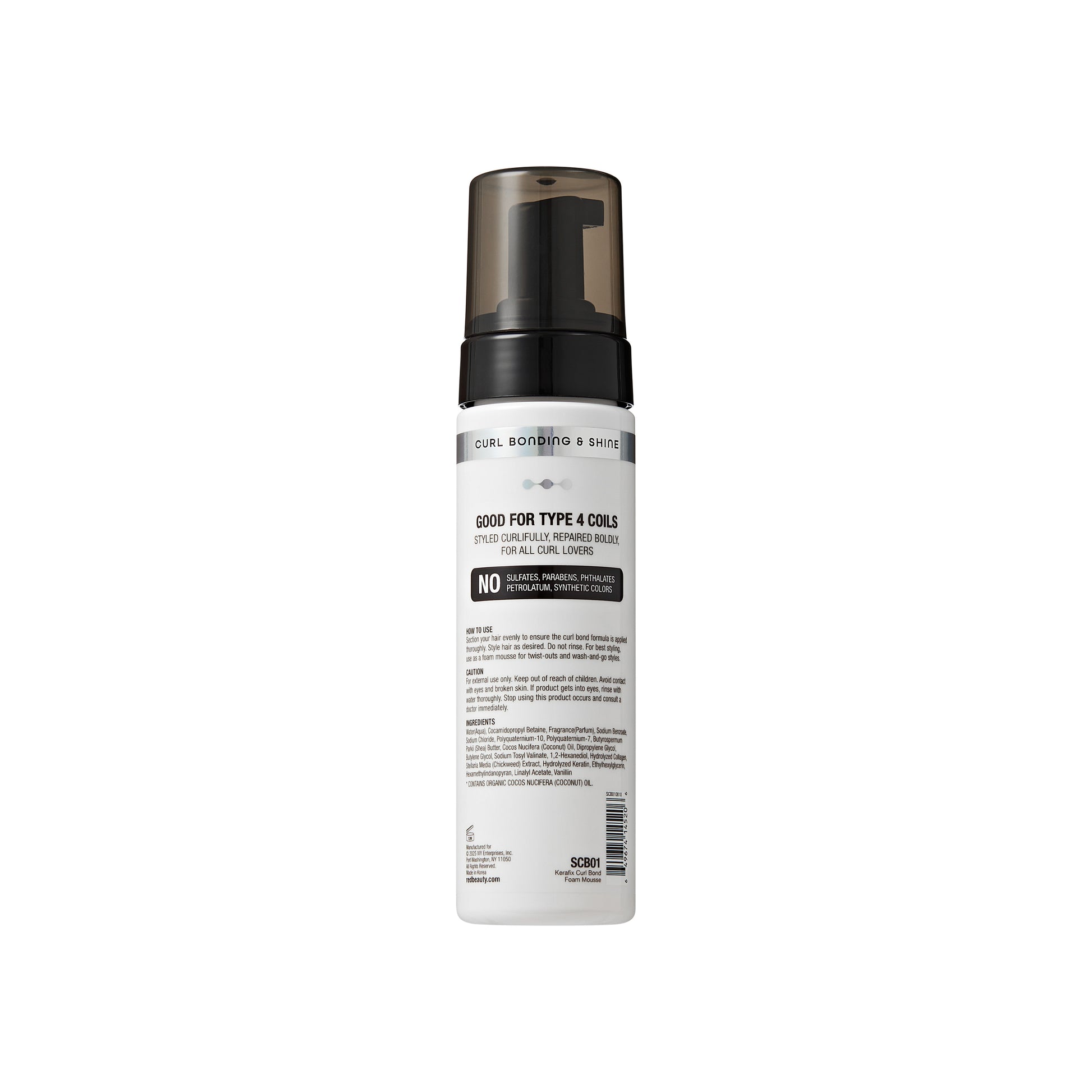 scb01_extra_008 "RED by Kiss Kerafix Curl Bond Collection - Anti-Frizz Bond Repair Hair Styling & Essential Prep for All Curl Types (2A-4C), with Keratin & Coconut Oil, package back."