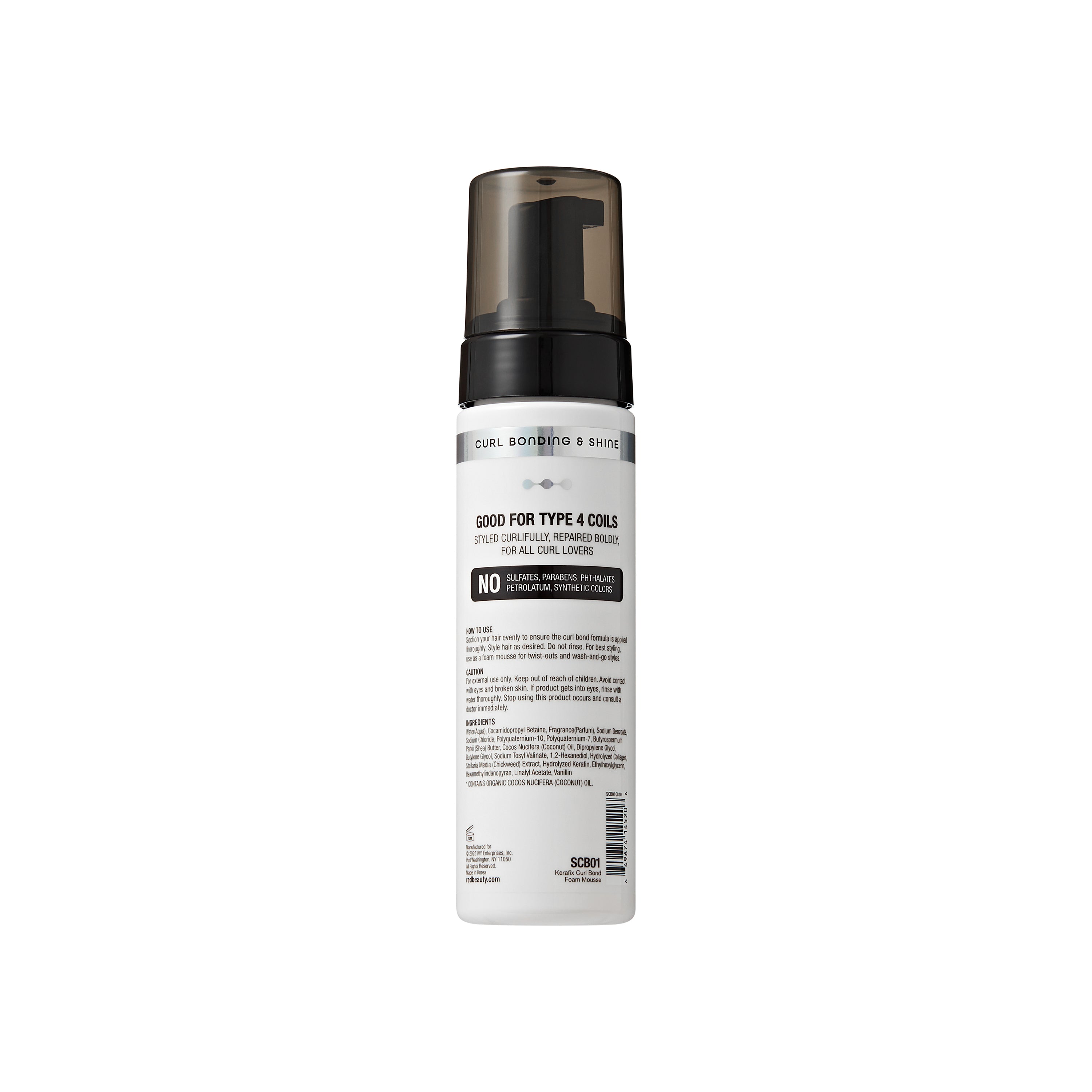 scb01_extra_008 "RED by Kiss Kerafix Curl Bond Collection - Anti-Frizz Bond Repair Hair Styling & Essential Prep for All Curl Types (2A-4C), with Keratin & Coconut Oil, package back."
