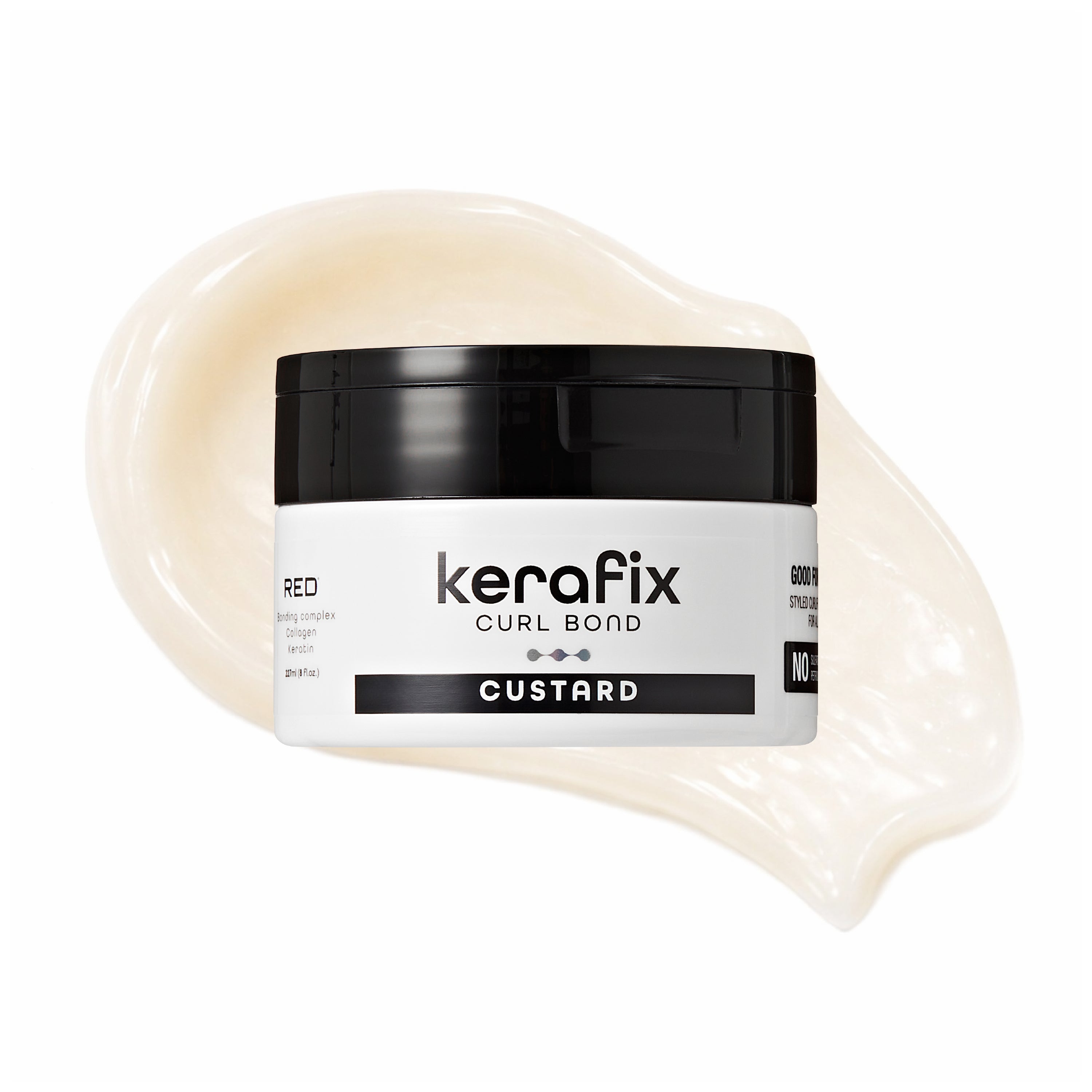 scb02_main "RED by Kiss Kerafix Curl Bond Collection - Anti-Frizz Bond Repair Hair Styling & Essential Prep for All Curl Types (2A-4C), with Keratin & Coconut Oil in Custard product view."