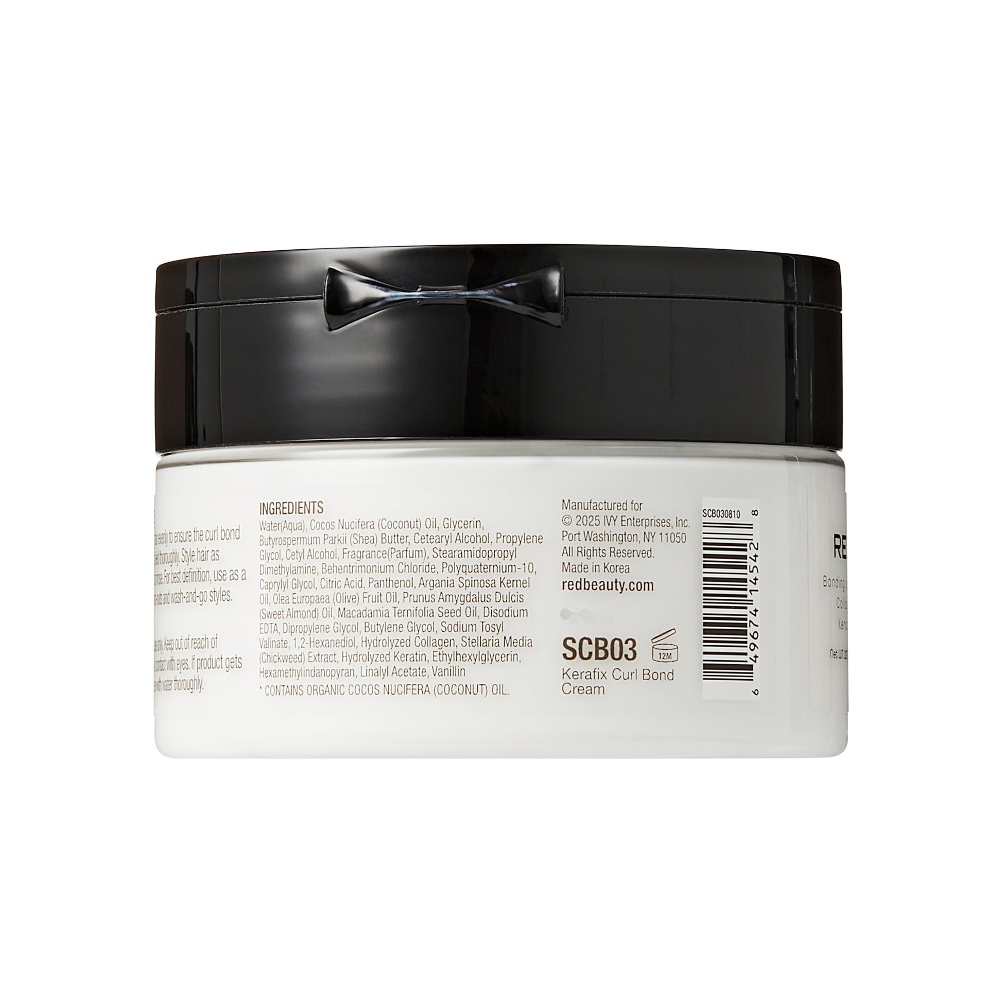 scb02_extra_007 "RED by Kiss Kerafix Curl Bond Collection - Anti-Frizz Bond Repair Hair Styling & Essential Prep for All Curl Types (2A-4C), with Keratin & Coconut Oil, package back."