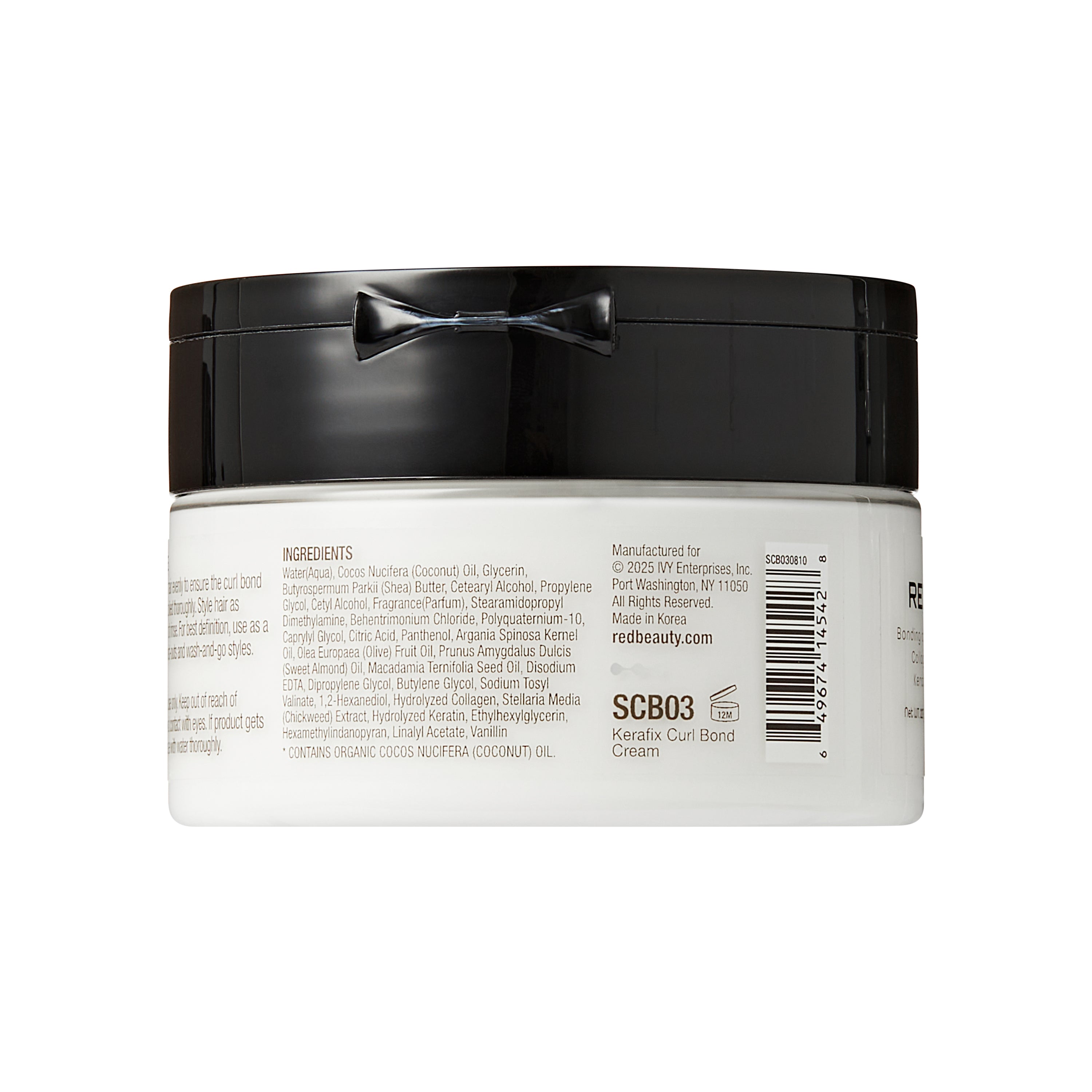 scb03_extra_008 "RED by Kiss Kerafix Curl Bond Collection - Anti-Frizz Bond Repair Hair Styling & Essential Prep for All Curl Types (2A-4C), with Keratin & Coconut Oil, package back."