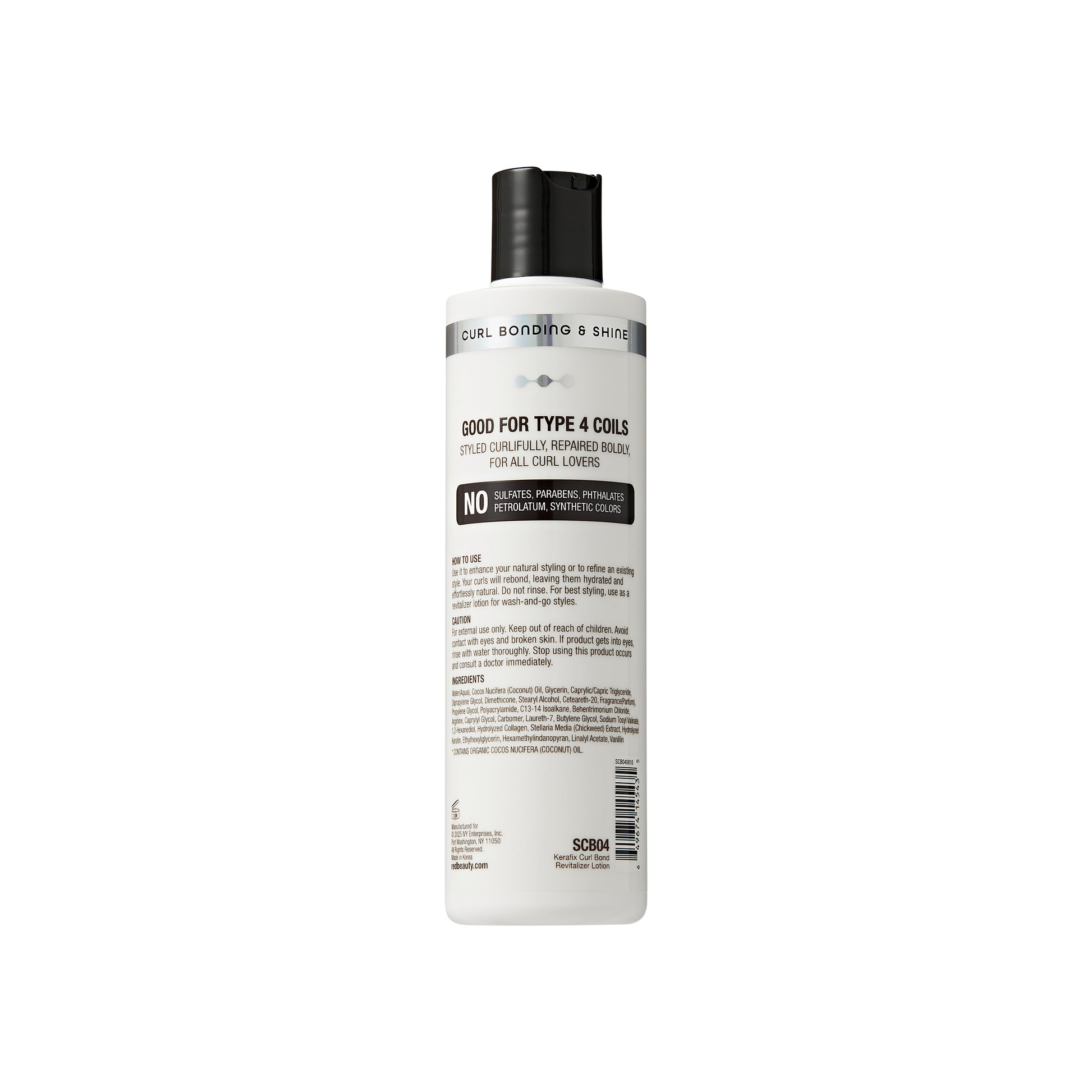 scb04_extra_008 "RED by Kiss Kerafix Curl Bond Collection - Anti-Frizz Bond Repair Hair Styling & Essential Prep for All Curl Types (2A-4C), with Keratin & Coconut Oil, package back."