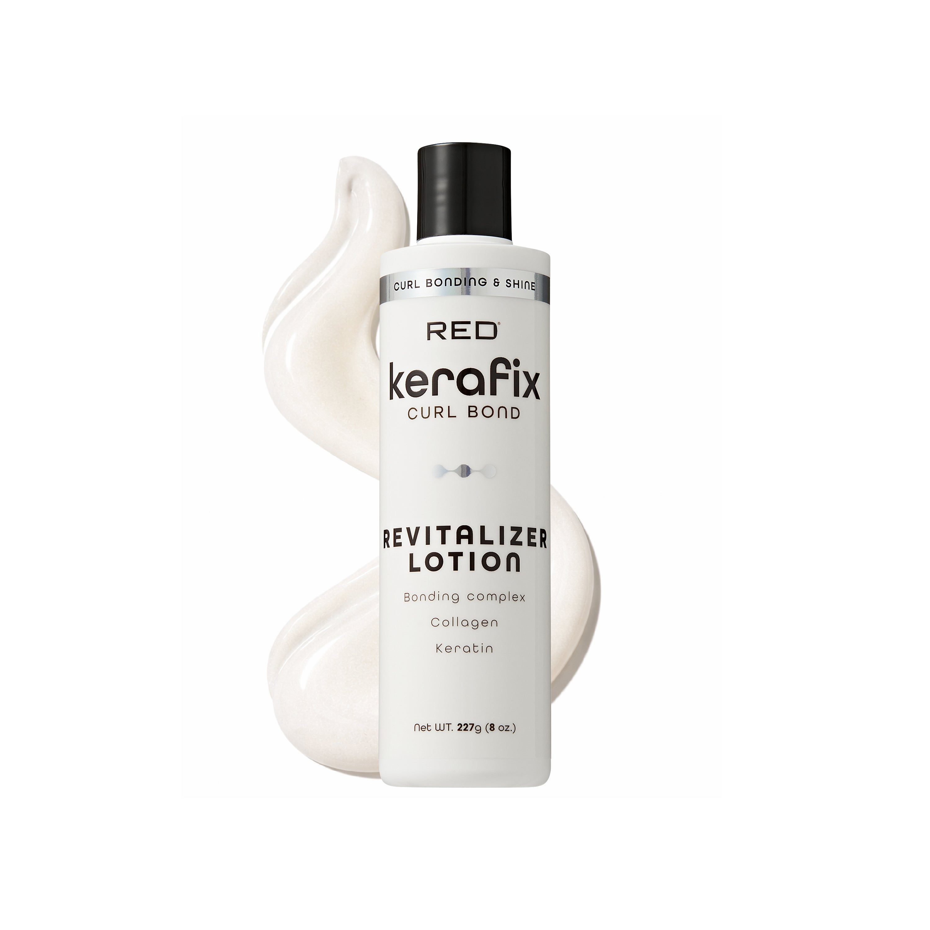 scb04_main "RED by Kiss Kerafix Curl Bond Collection - Anti-Frizz Bond Repair Hair Styling & Essential Prep for All Curl Types (2A-4C), with Keratin & Coconut Oil in Revitalizer Lotion product view."