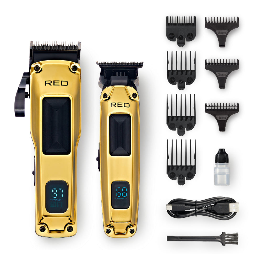 Cordless Clipper & Trimmer Combo Set - Professional Fade & Beard Grooming Kit__Gold