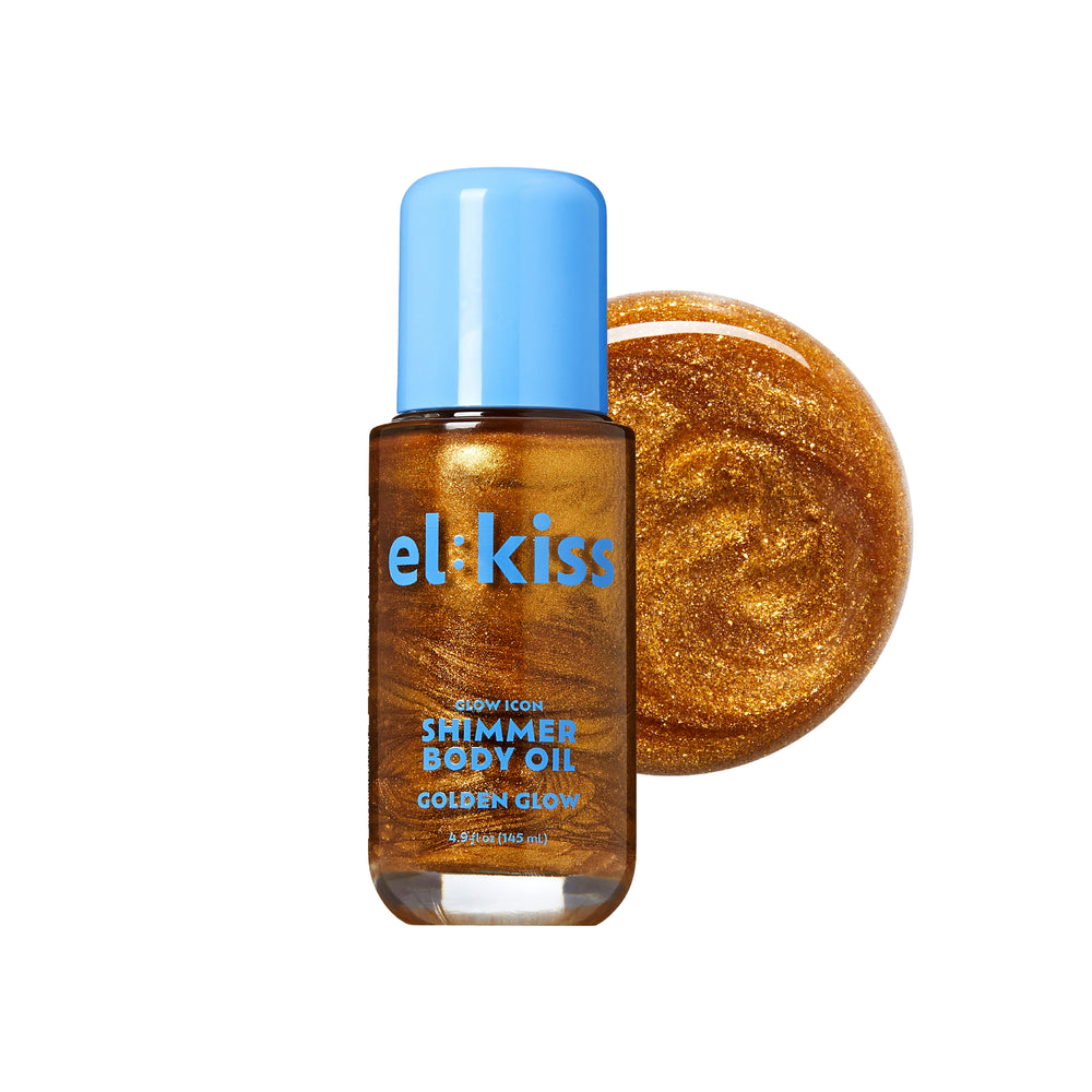 el:kiss Glow Icon Shimmer Hair & Body Oil - Non-Sticky Bronzing Glow with Collagen & Squalane, Hydrating Lightweight Formula for All Skin Tones (4 Shades, 3.38 fl.oz.)__Golden Glow