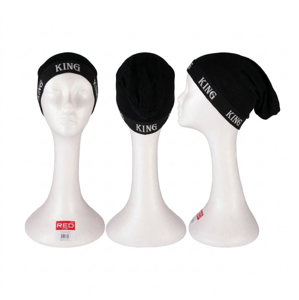 hds15_extra_002 RED by Kiss Fashion Stocking Loc Cap & Wave Cap - Ultimate Power Stretch, Stylish 'KING' Band, Perfect for Locs, Braids & Long Hair product view.