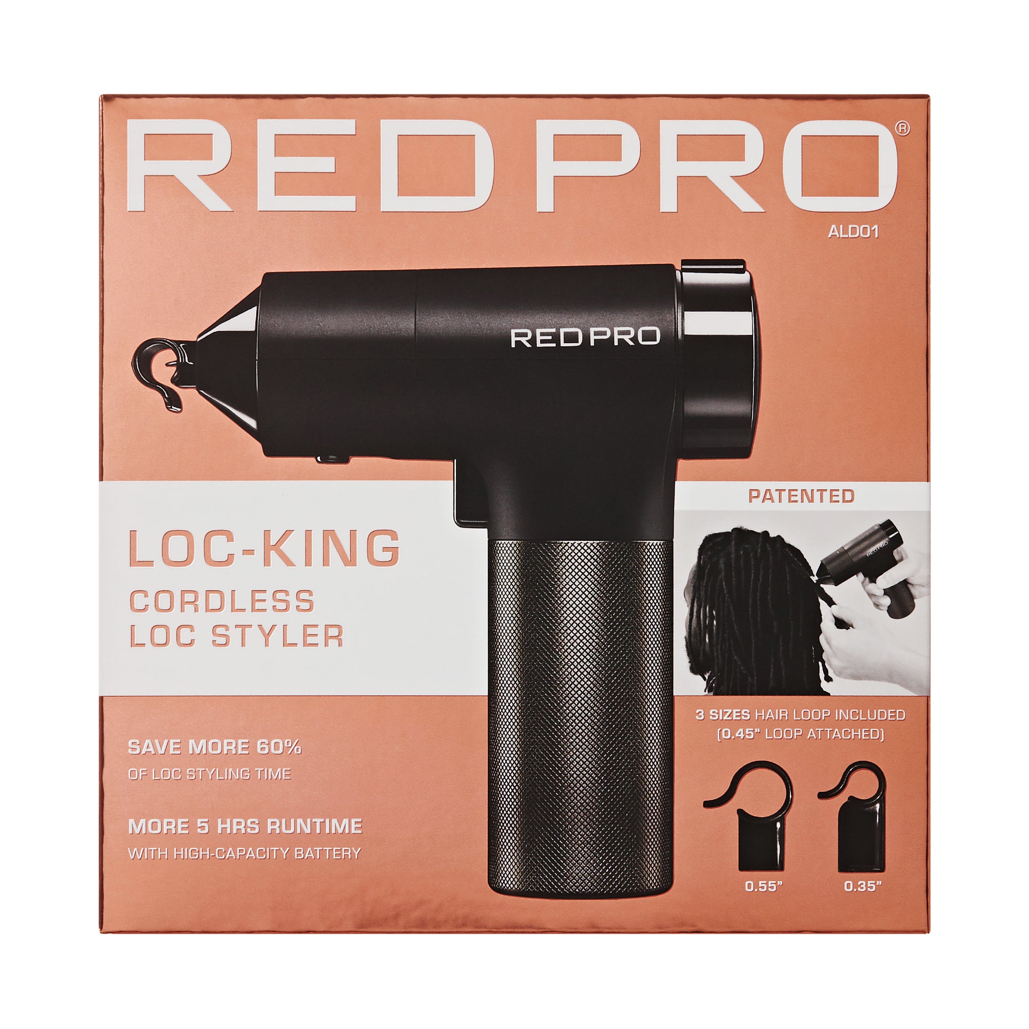 Red PRO LOC-KING Cordless Auto Loc Styler - Internationally PATENTED, World’s First & Fastest