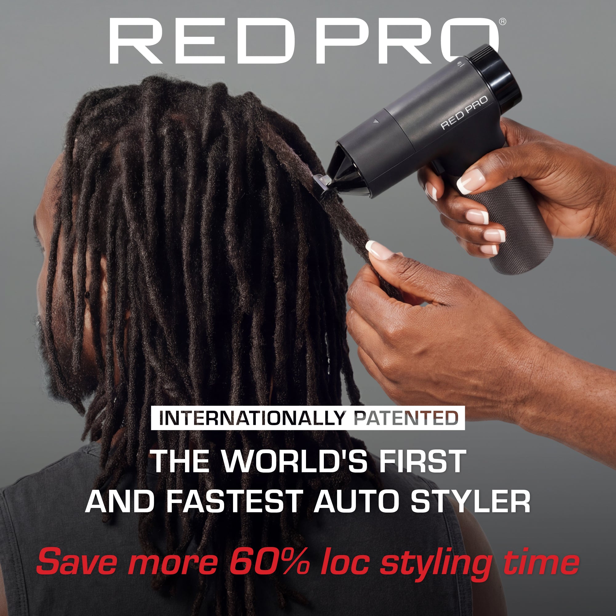 Red PRO LOC-KING Cordless Auto Loc Styler - Internationally PATENTED, World’s First & Fastest