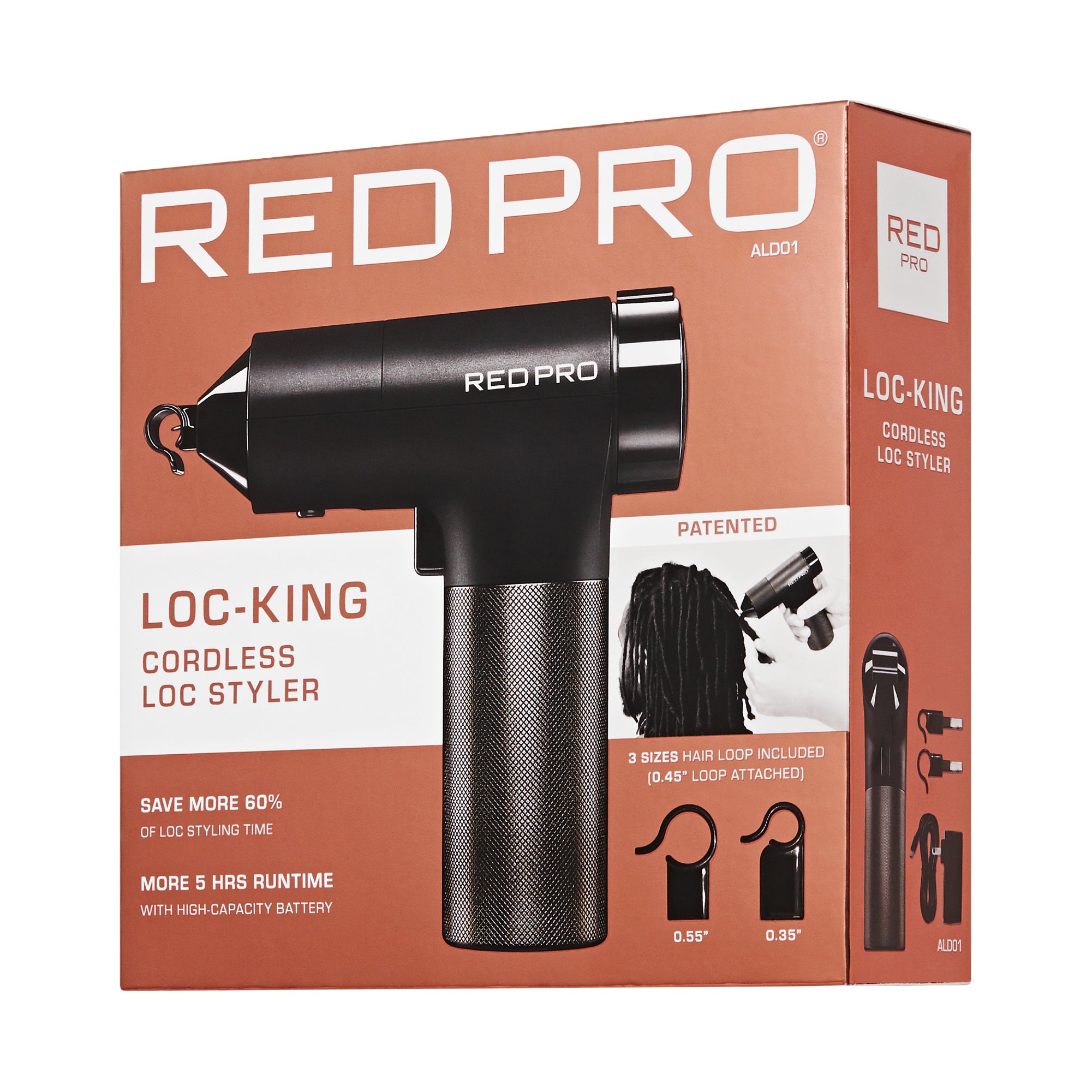 Red PRO LOC-KING Cordless Auto Loc Styler - Internationally PATENTED, World’s First & Fastest