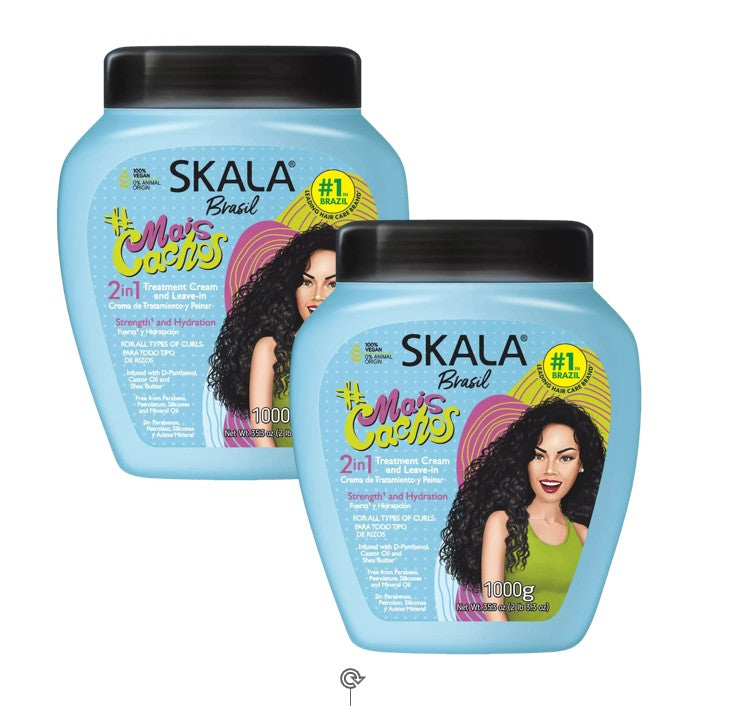 SKALA #MaisCachos 2-in-1 Curl Treatment Cream 2pcs – Deep Hydration & Curl Definition (35.3oz)