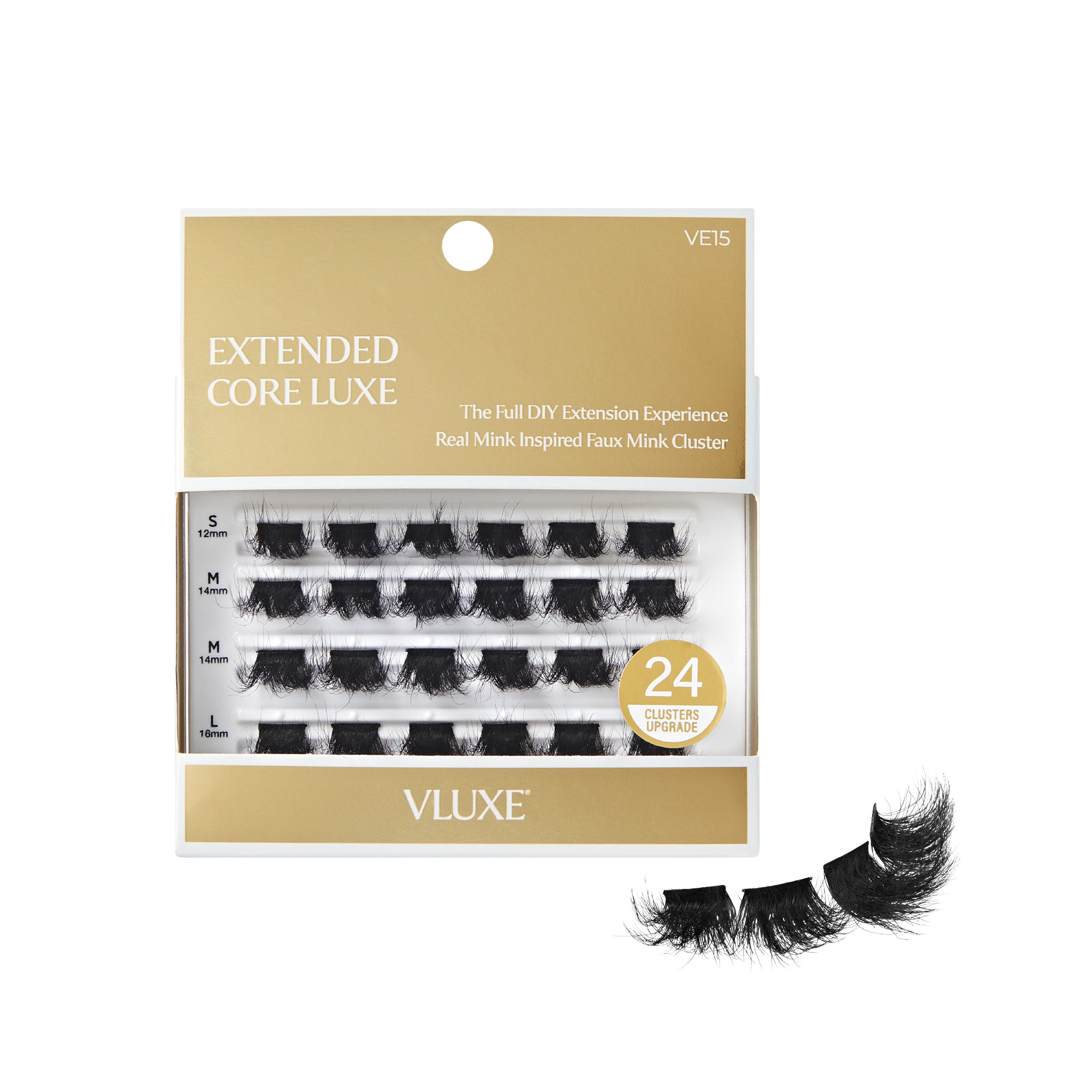 ve15_main  "VLuxe Extended Core Luxe Faux Mink Lash Clusters product view."