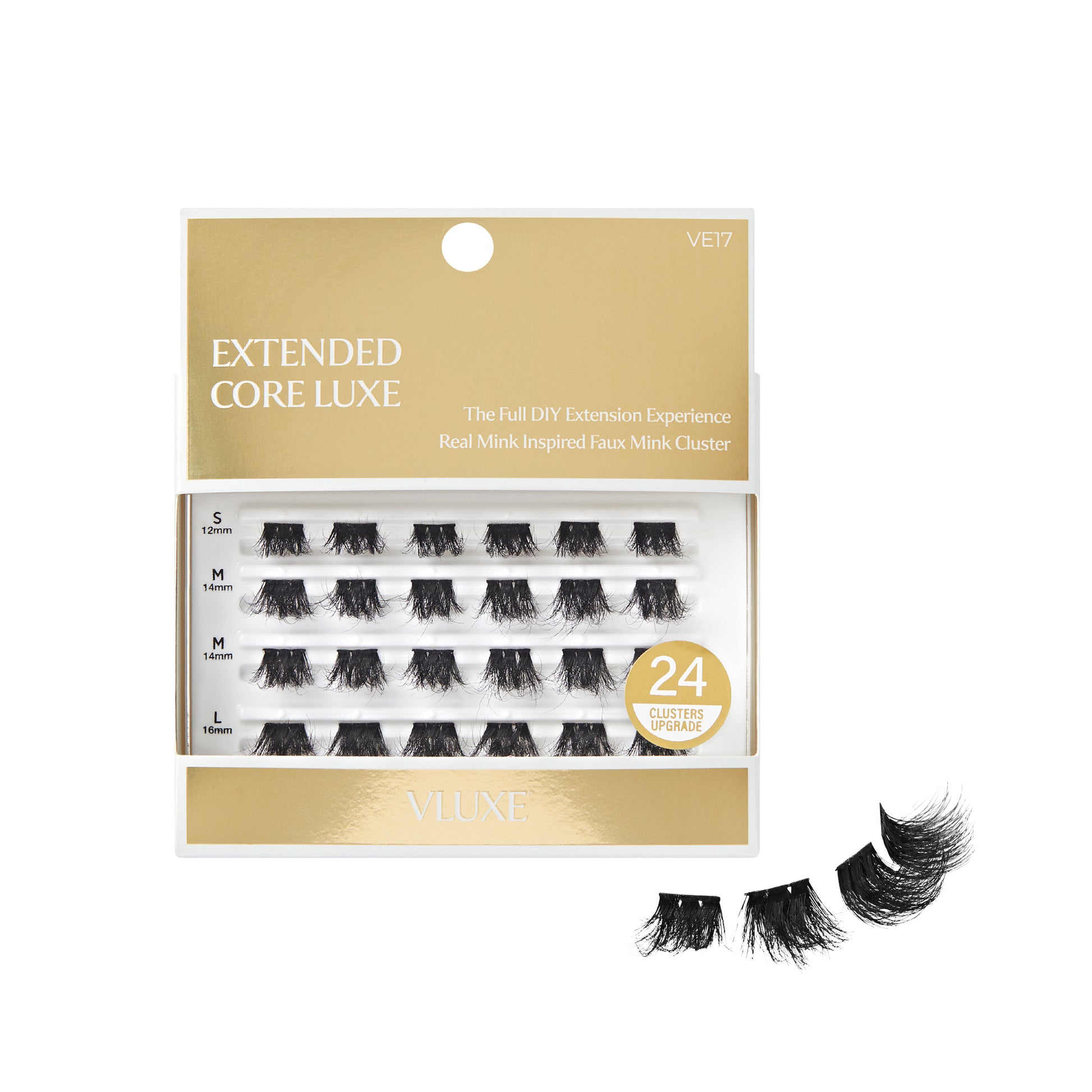 ve17_main  "VLuxe Extended Core Luxe Faux Mink Lash Clusters product view."
